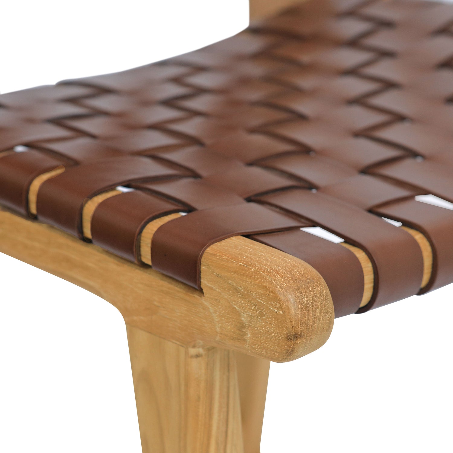 Banda Teak & Woven Leather Counter Height Stool | Molten Brown 