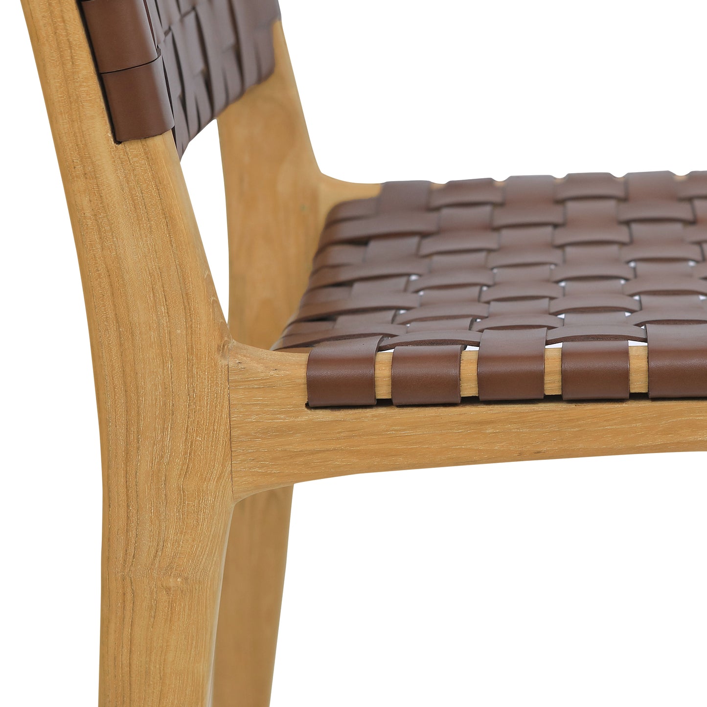 Banda Teak & Woven Leather Counter Height Stool | Molten Brown