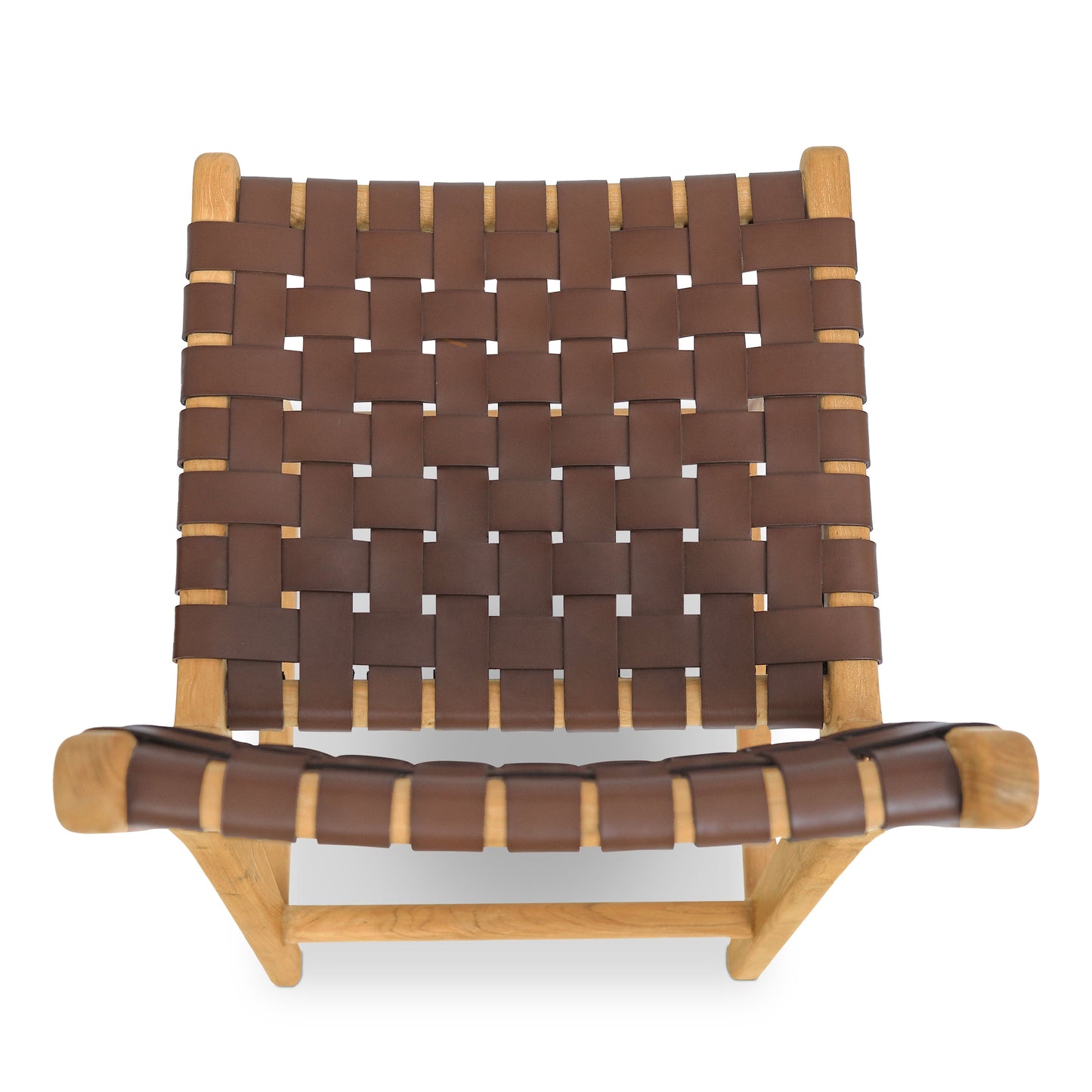 Banda Teak & Woven Leather Counter Height Stool | Molten Brown