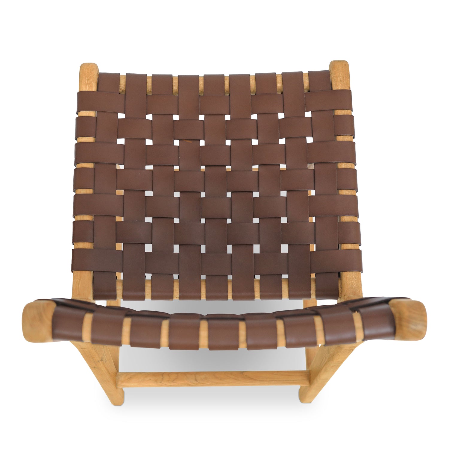 Banda Teak & Woven Leather Counter Height Stool | Molten Brown 