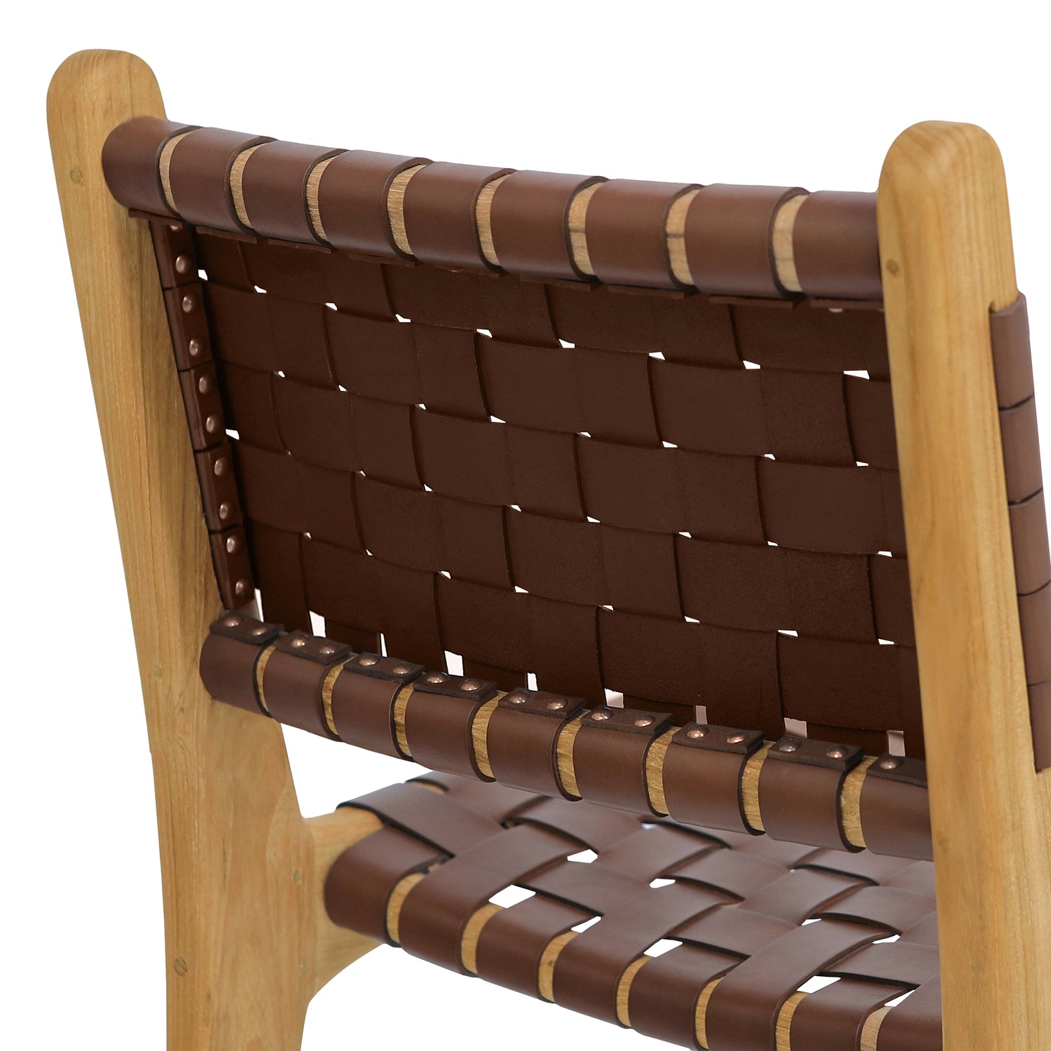 Banda Teak & Woven Leather Counter Height Stool | Molten Brown 
