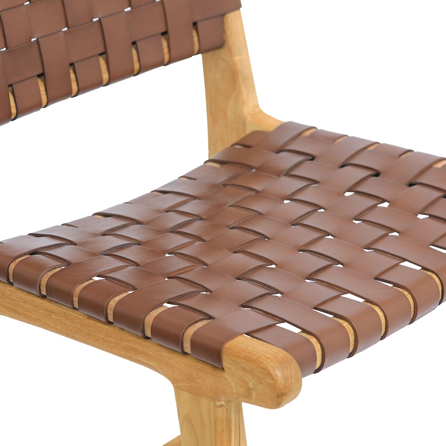 Banda Teak & Woven Leather Counter Height Stool | Molten Brown