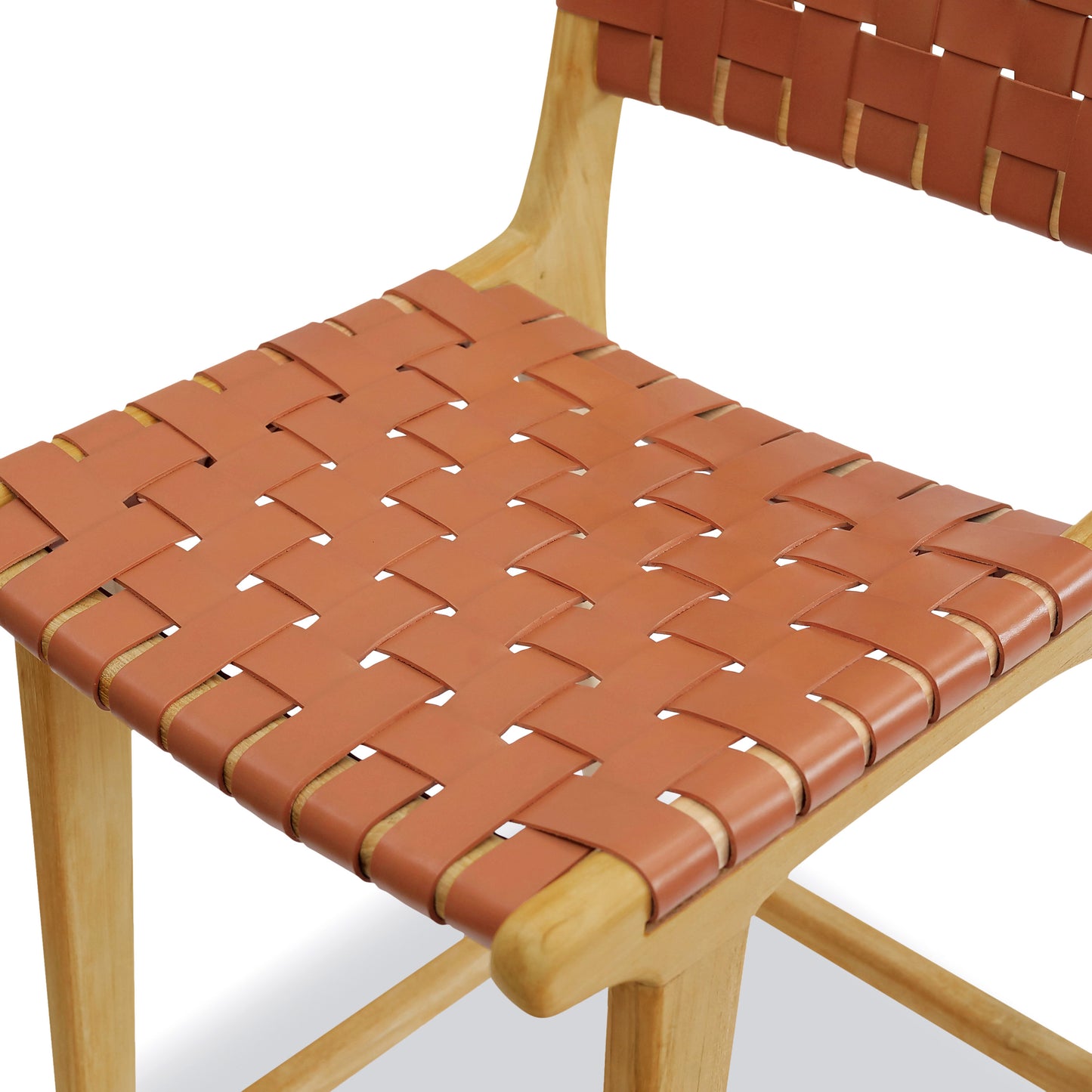 Banda Teak & Leather Counter Height Stool | Fauve Tan