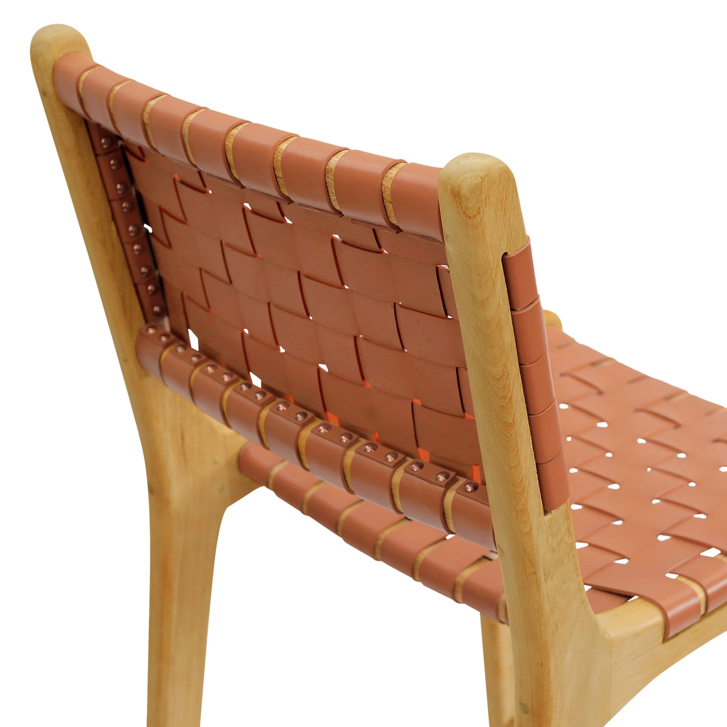 Banda Teak & Leather Counter Height Stool | Fauve Tan