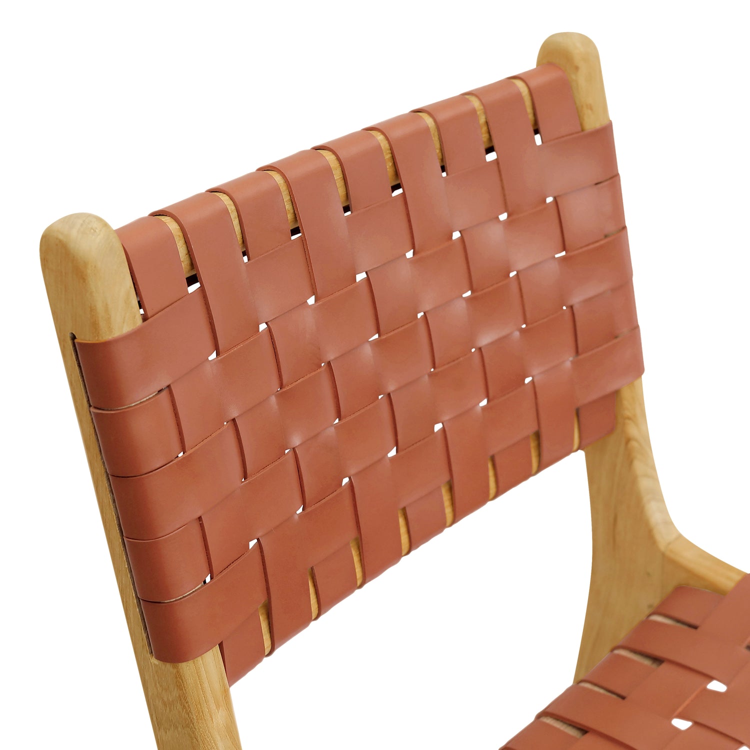 Banda Teak & Leather Counter Height Stool | Fauve Tan 