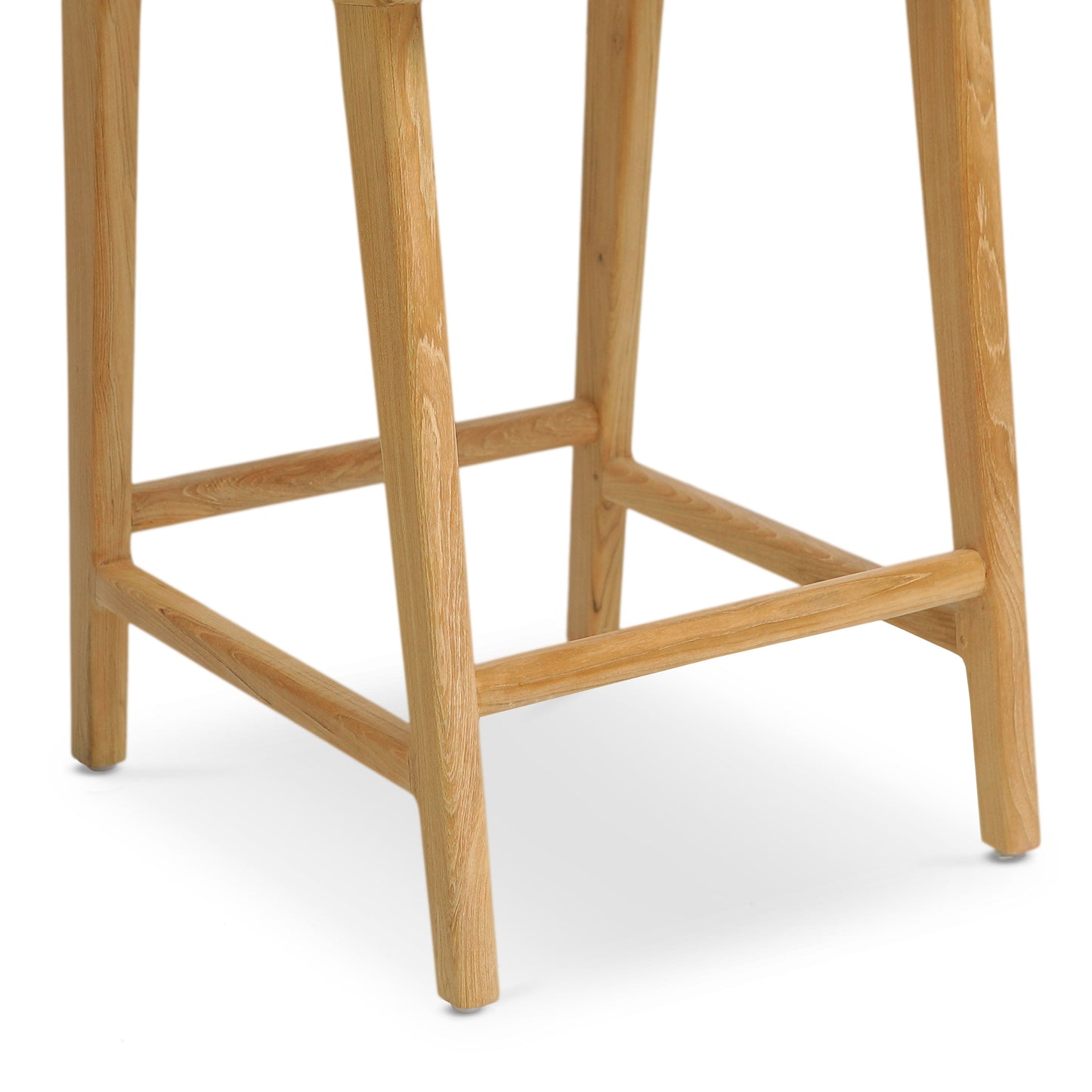 Banda Teak & Leather Counter Height Stool | Fauve Tan