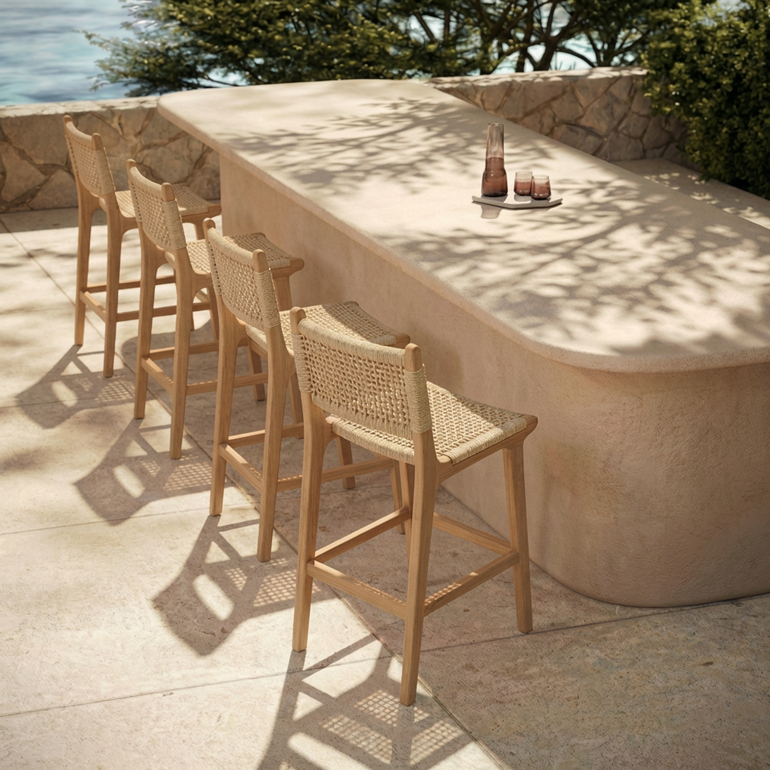 Batu Indoor / Outdoor Counter Height Stool | Natural 