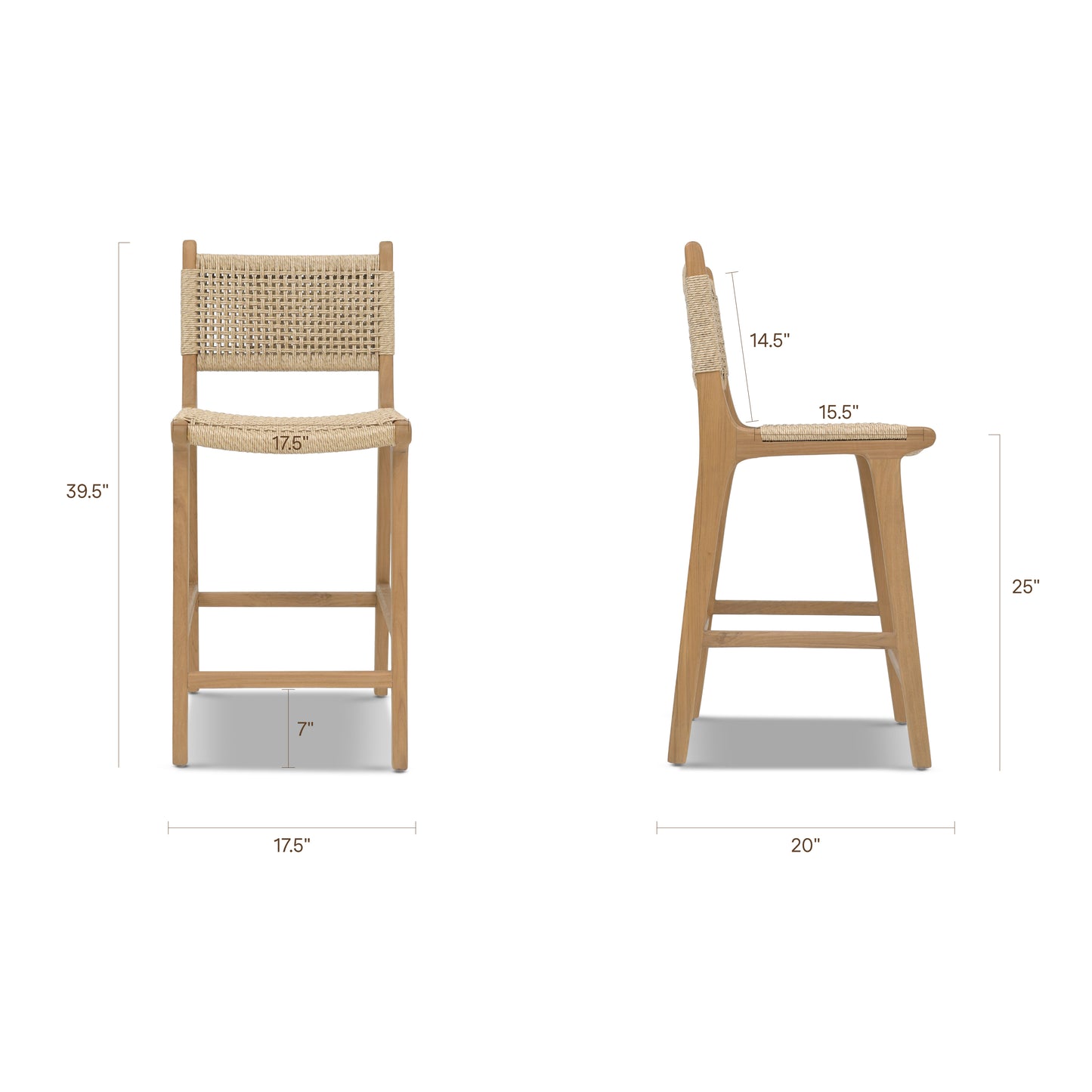 Batu Indoor / Outdoor Counter Height Stool | Natural