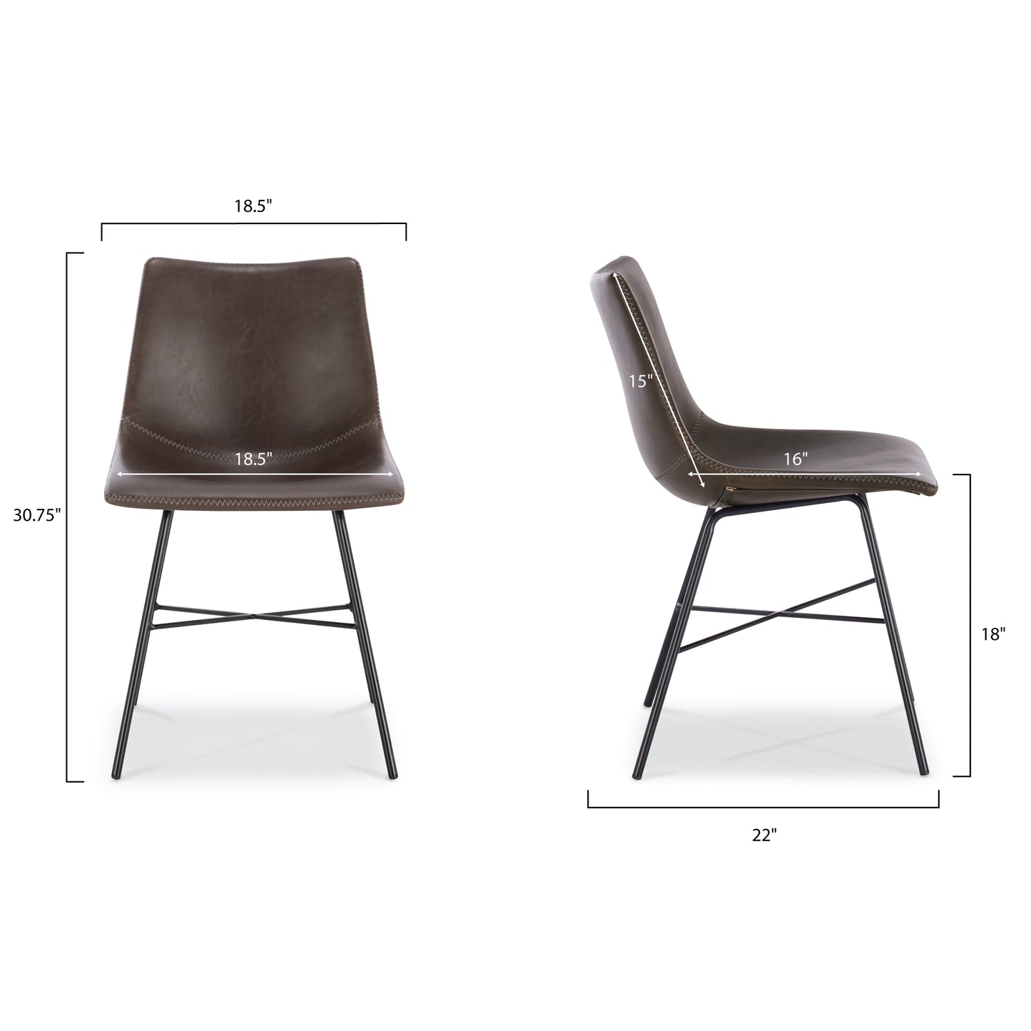 Paxton Dining Chair | Brown | Set of 2