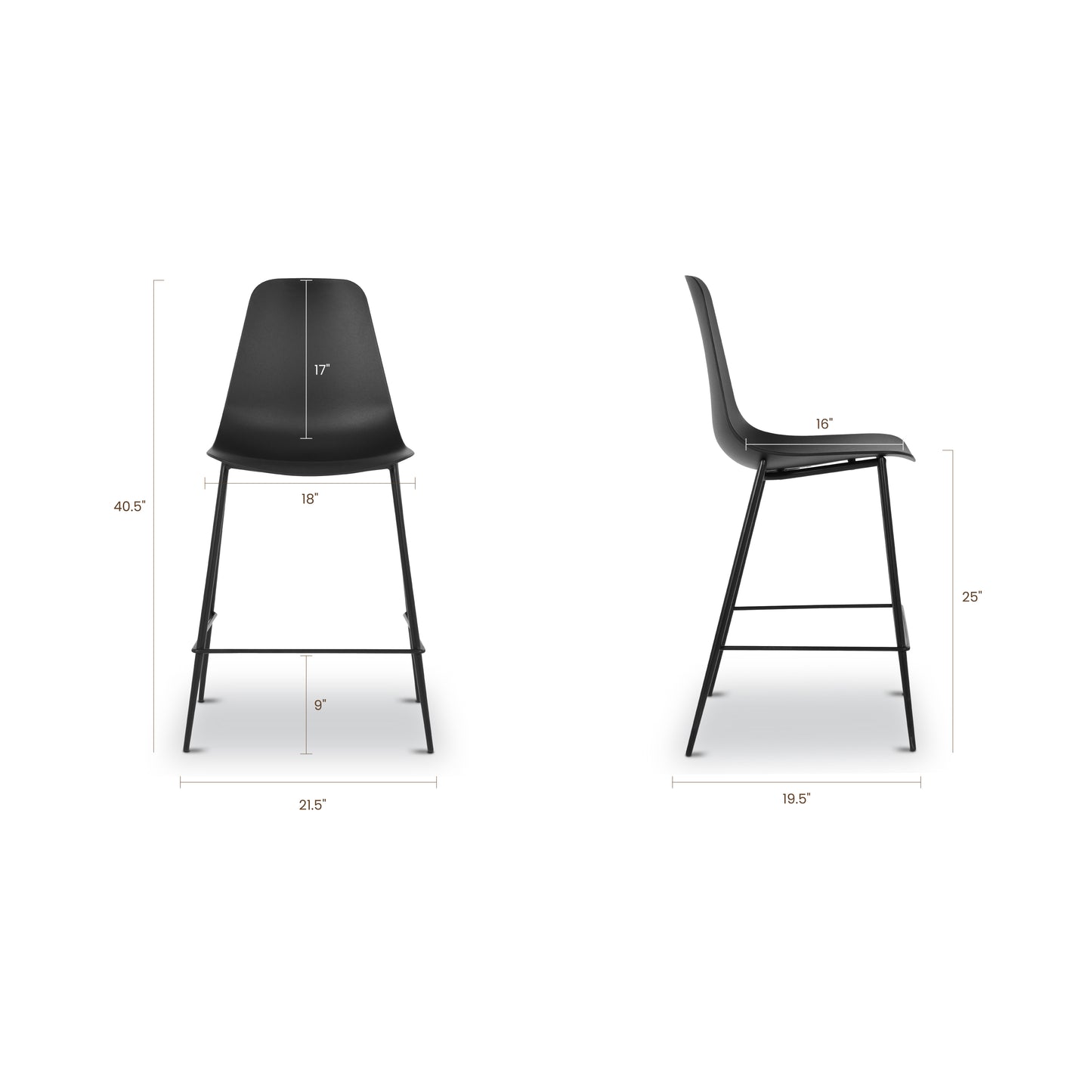 Isla Counter Height Stool | Black | Set of 3