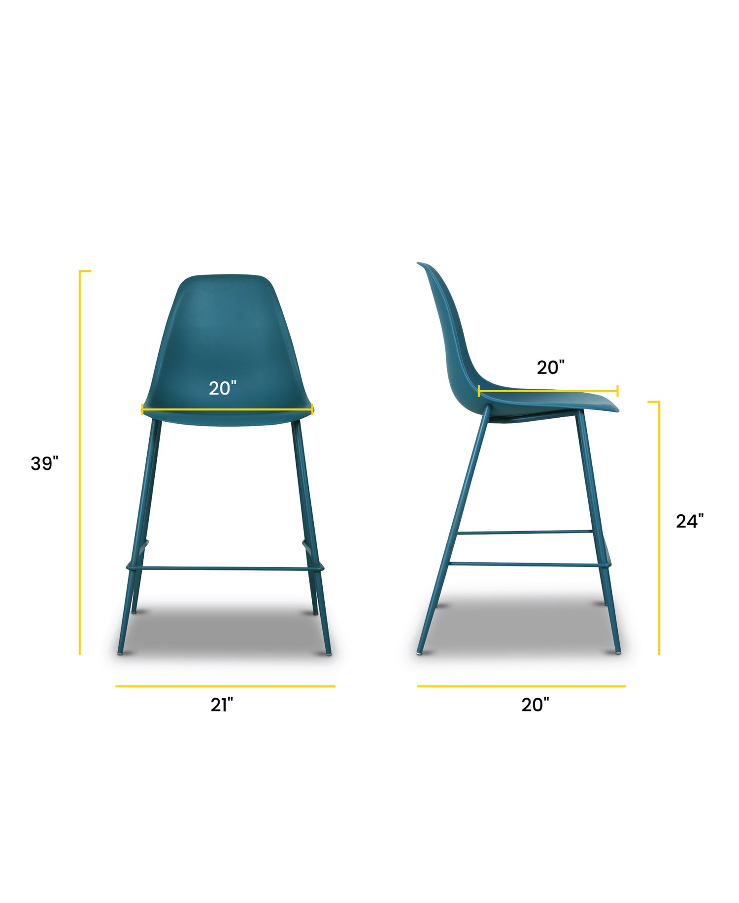 Isla Counter Height Stool | Ocean Teal | Set of 3 