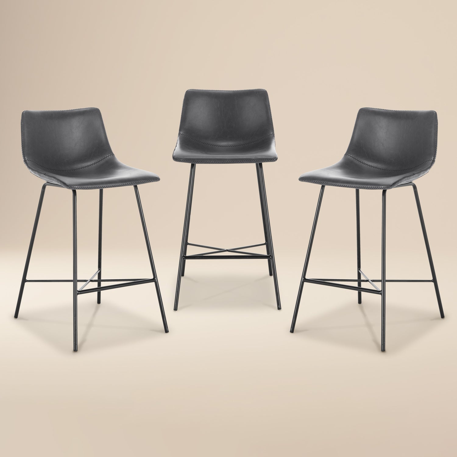 Paxton 24” Counter Height Stool | Grey | Set of 3 