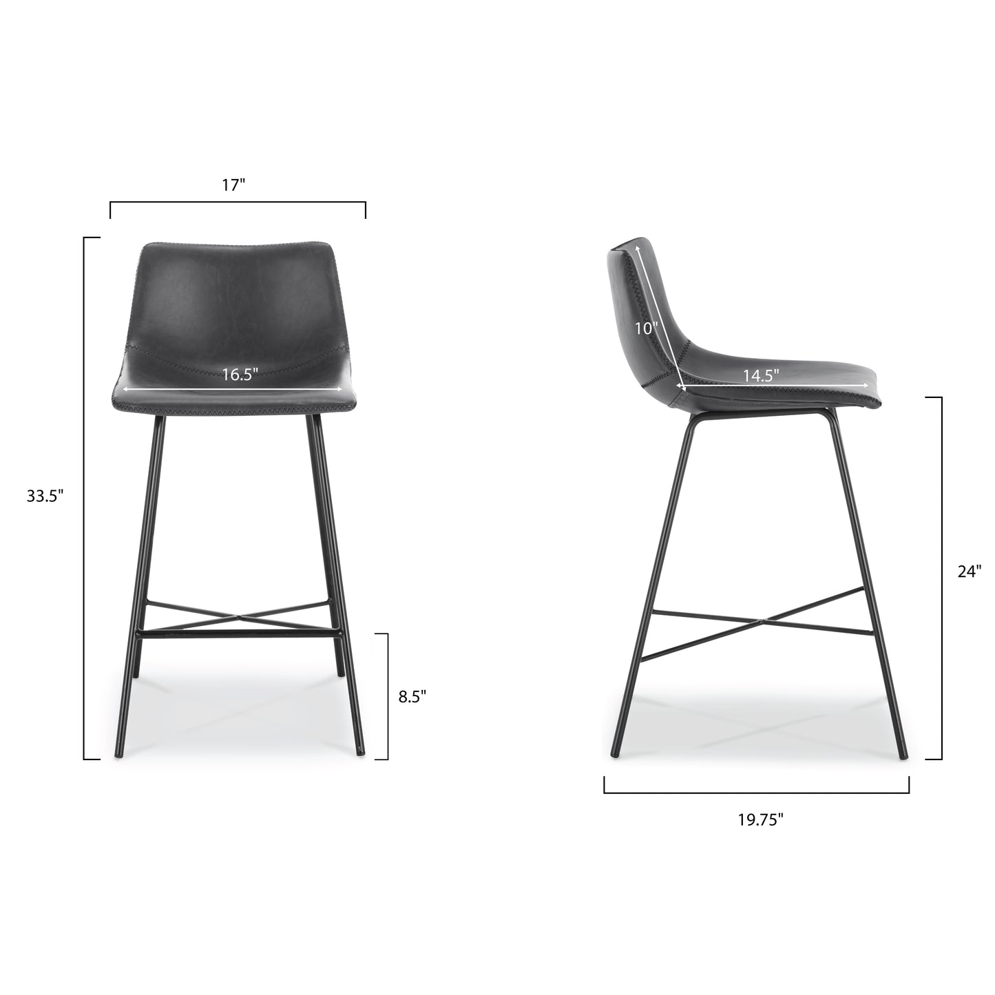 Paxton 24” Counter Height Stool | Grey | Set of 2