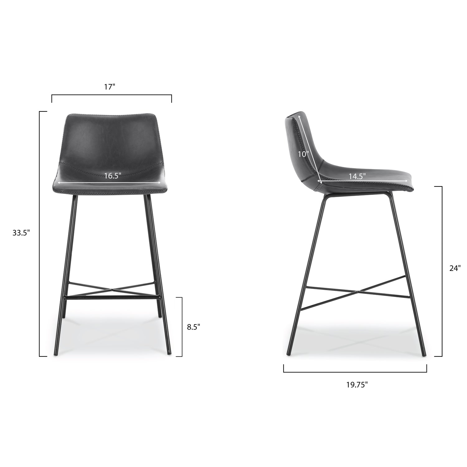 Paxton 24” Counter Height Stool | Grey | Set of 3 