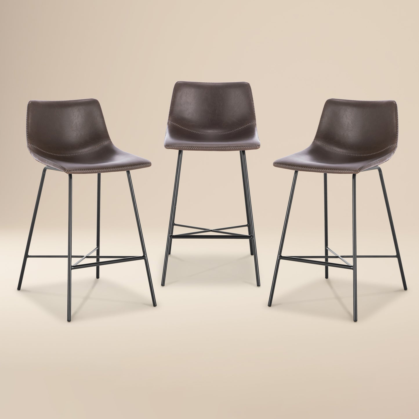 Paxton 24” Counter Height Stool | Brown | Set of 3
