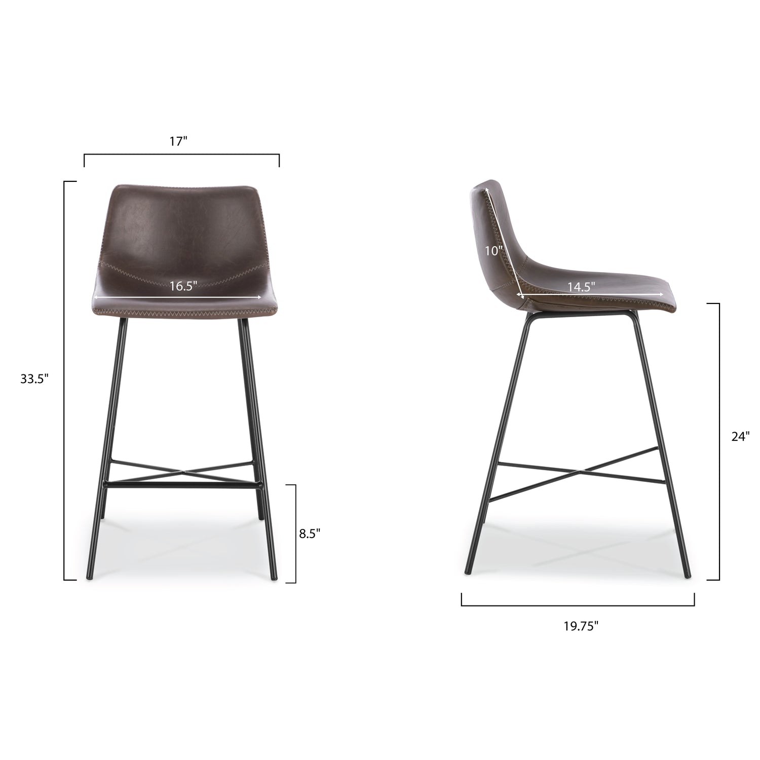 Paxton 24” Counter Height Stool | Brown | Set of 2 