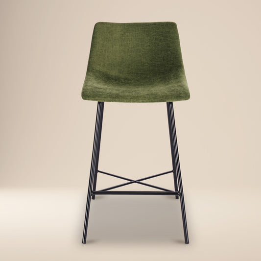 Paxton 24” Velvet Counter Stool | Distressed Green | Set of 3