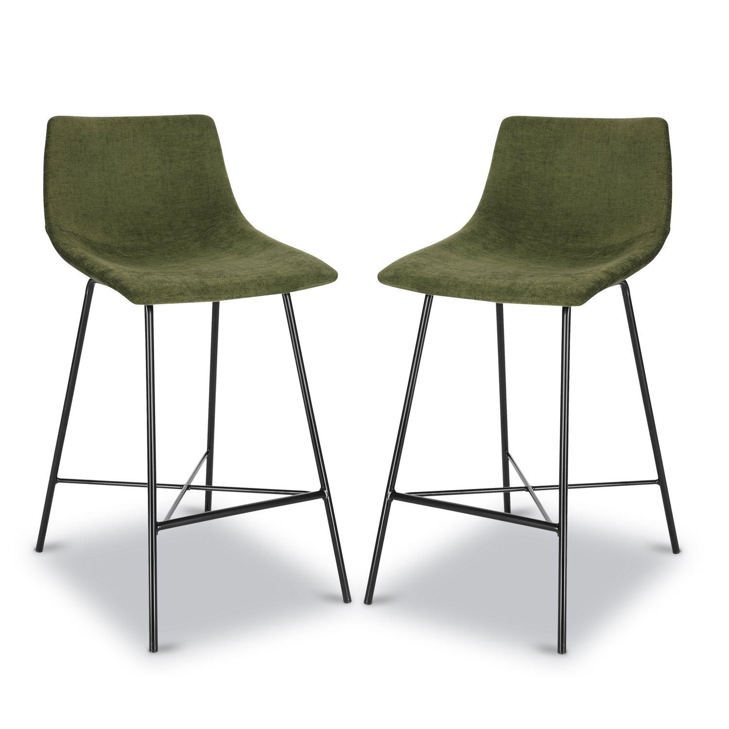Paxton 24” Velvet Counter Stool | Distressed Green | Set of 3 