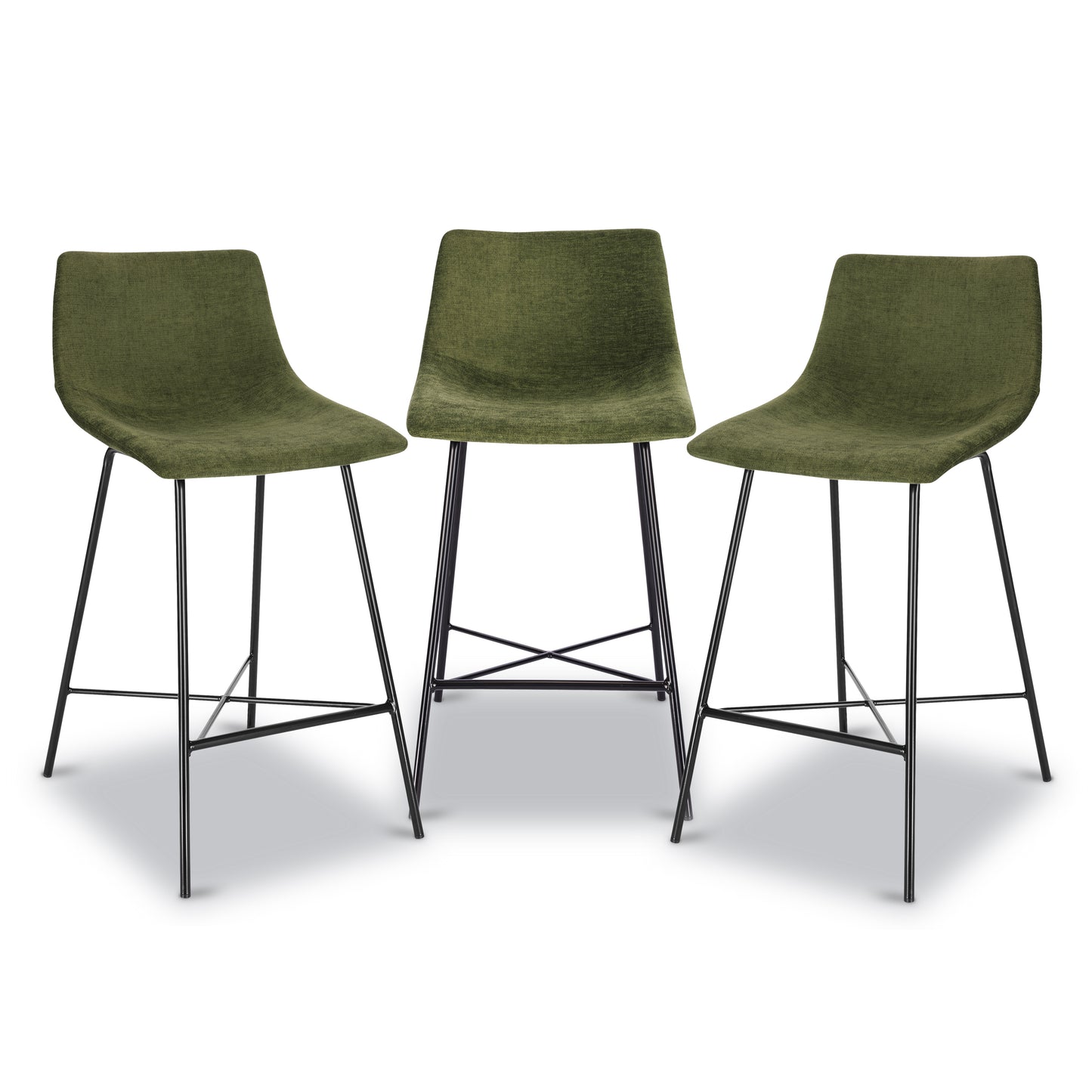 Paxton 24” Velvet Counter Stool | Distressed Green | Set of 3