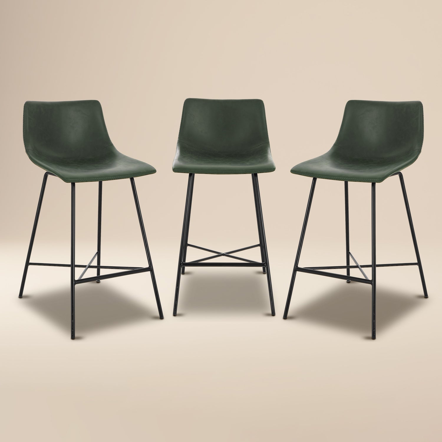 Paxton 24” Counter Height Stool | Ivy Green | Set of 3 