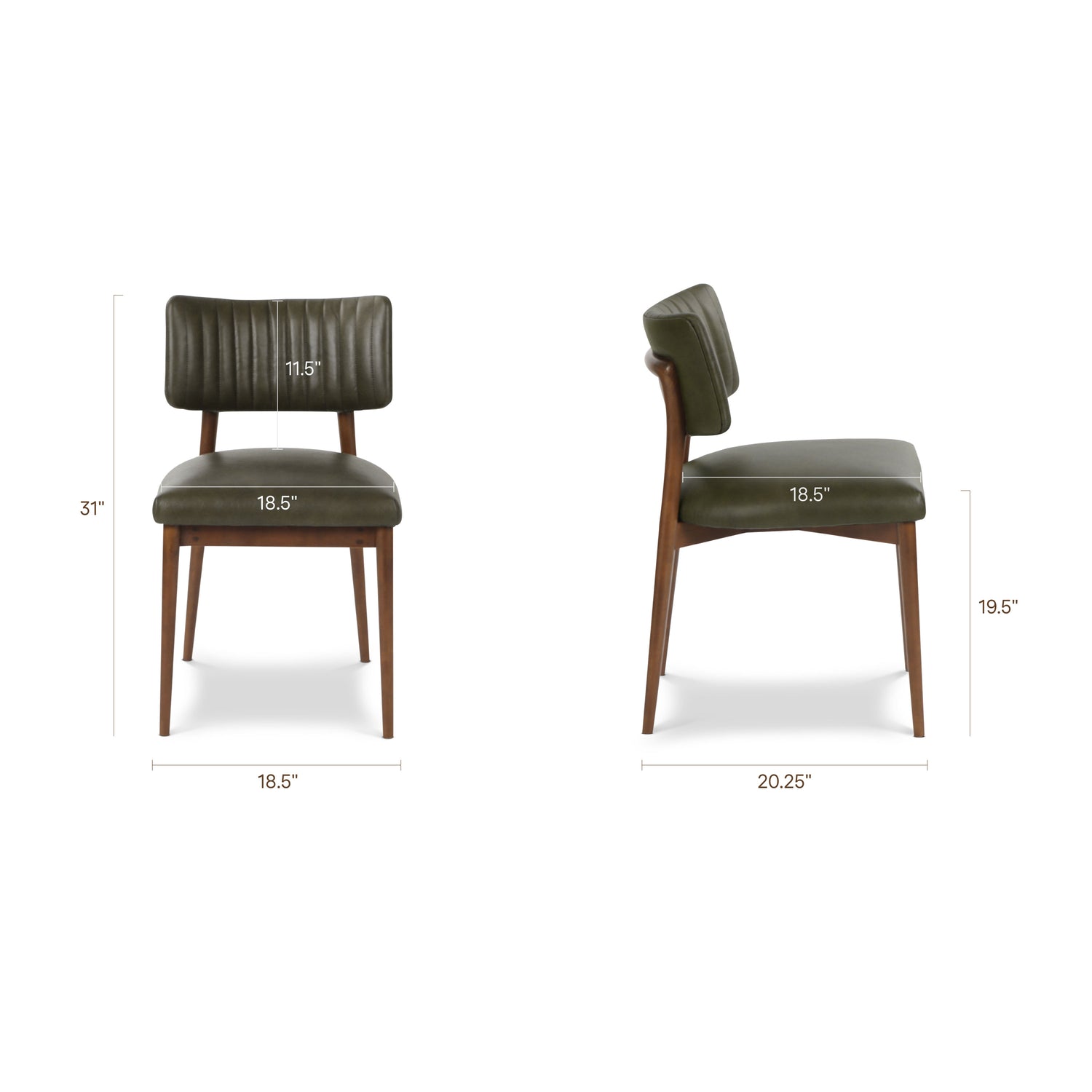 Bask Leather Dining Chair | Antique Green 