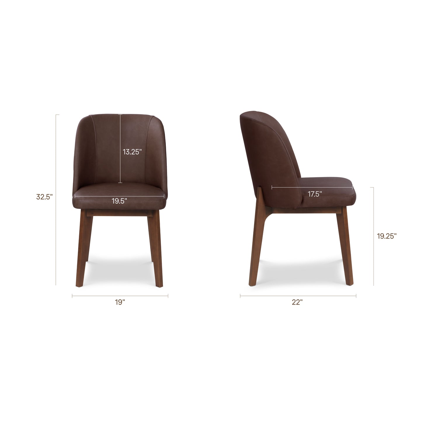 Fawn Leather Dining Chair | Antique Brown