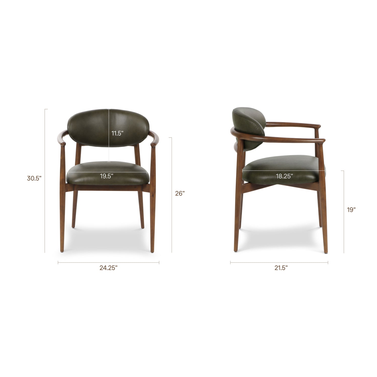 Riven Leather Dining Chair | Antique Green 