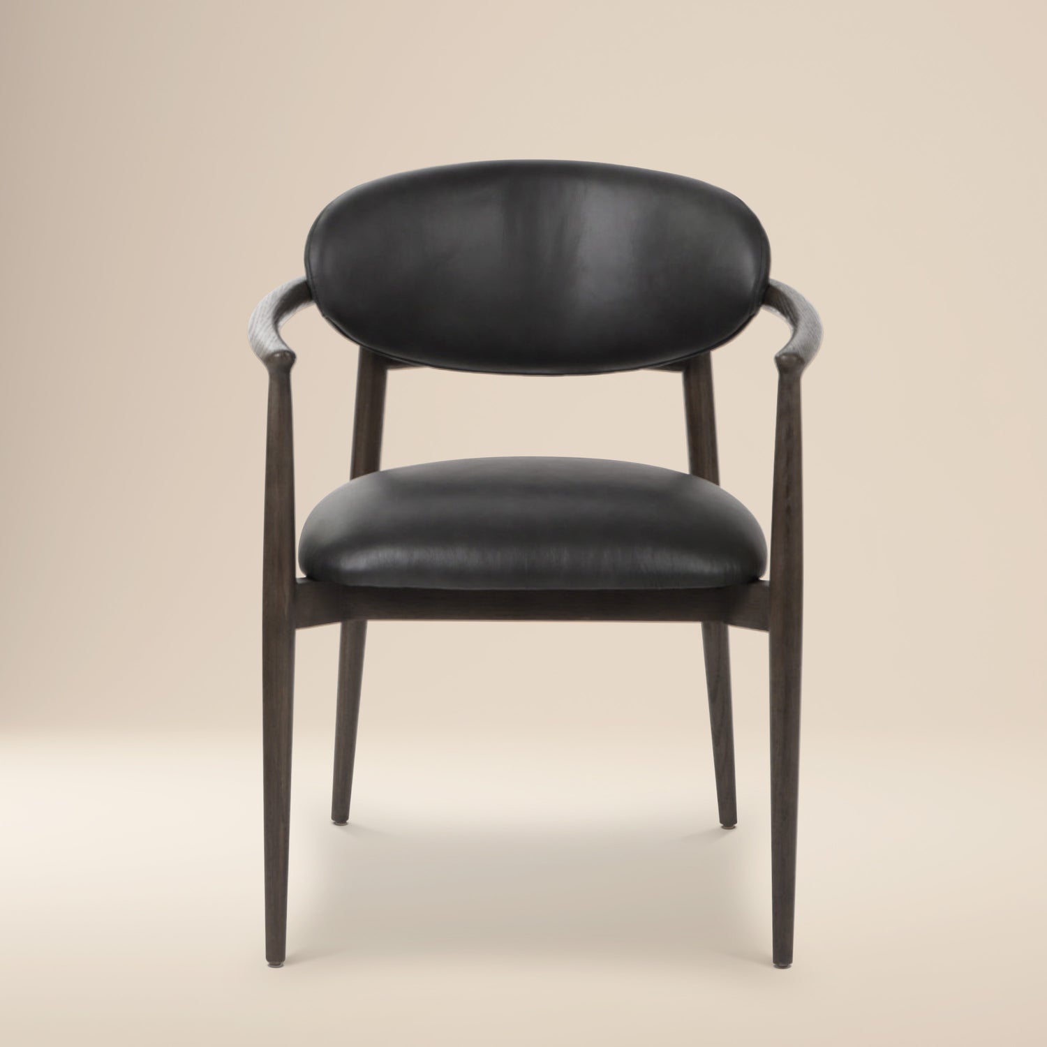 Riven Leather Dining Chair | Light Black 