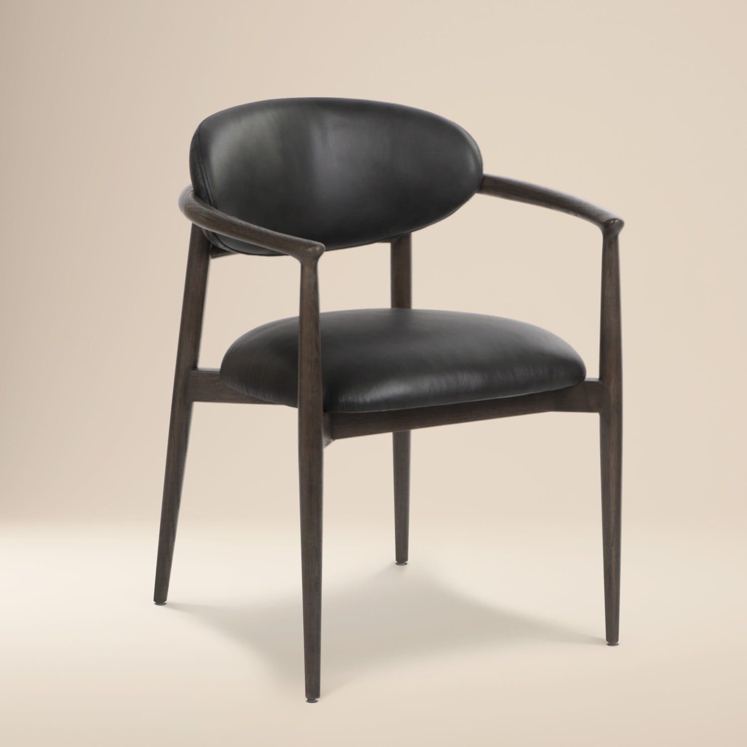 Riven Leather Dining Chair | Light Black 