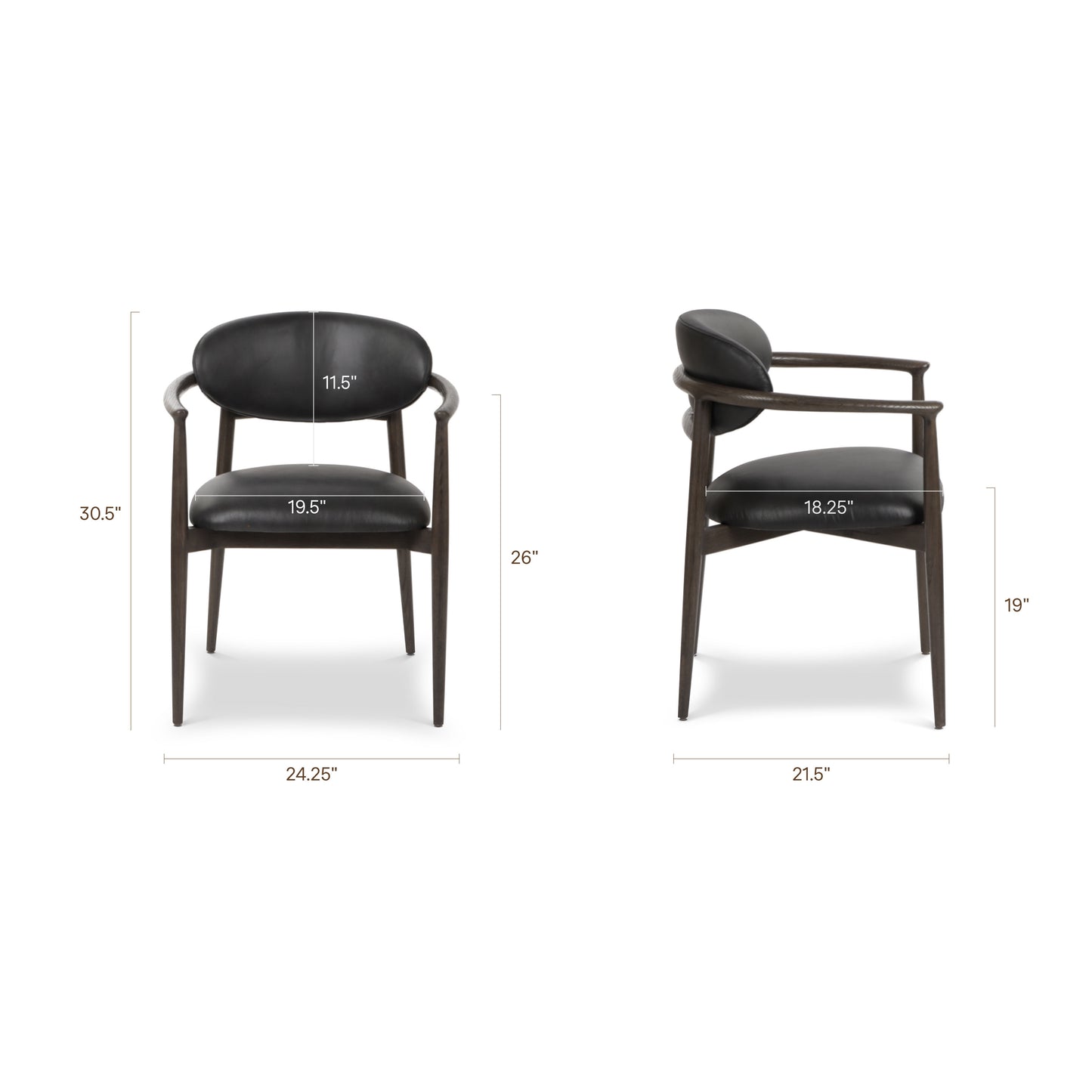 Riven Leather Dining Chair | Light Black