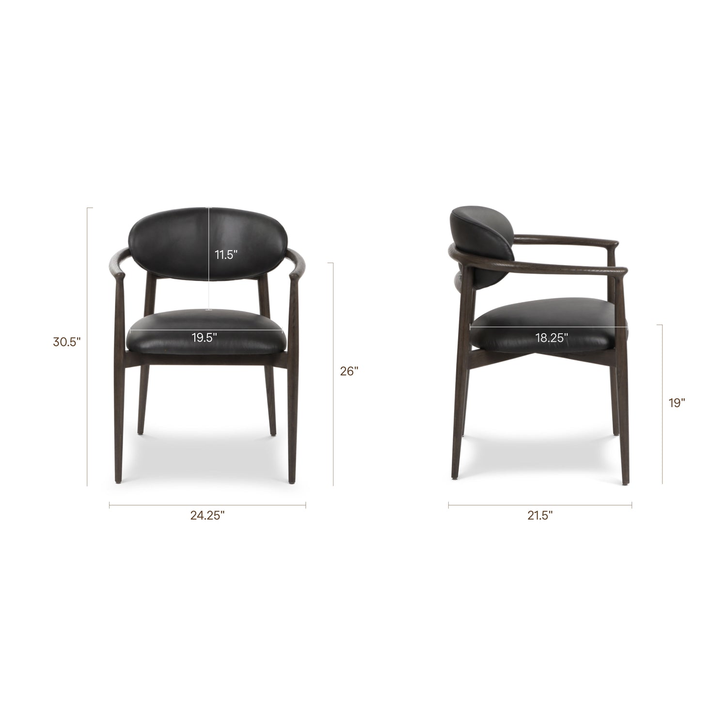 Riven Leather Dining Chair | Light Black 