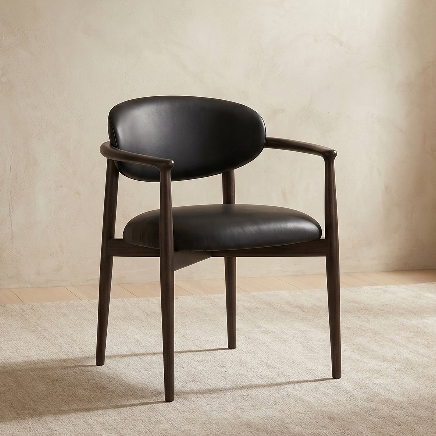 Riven Leather Dining Chair | Light Black lifestyle_image