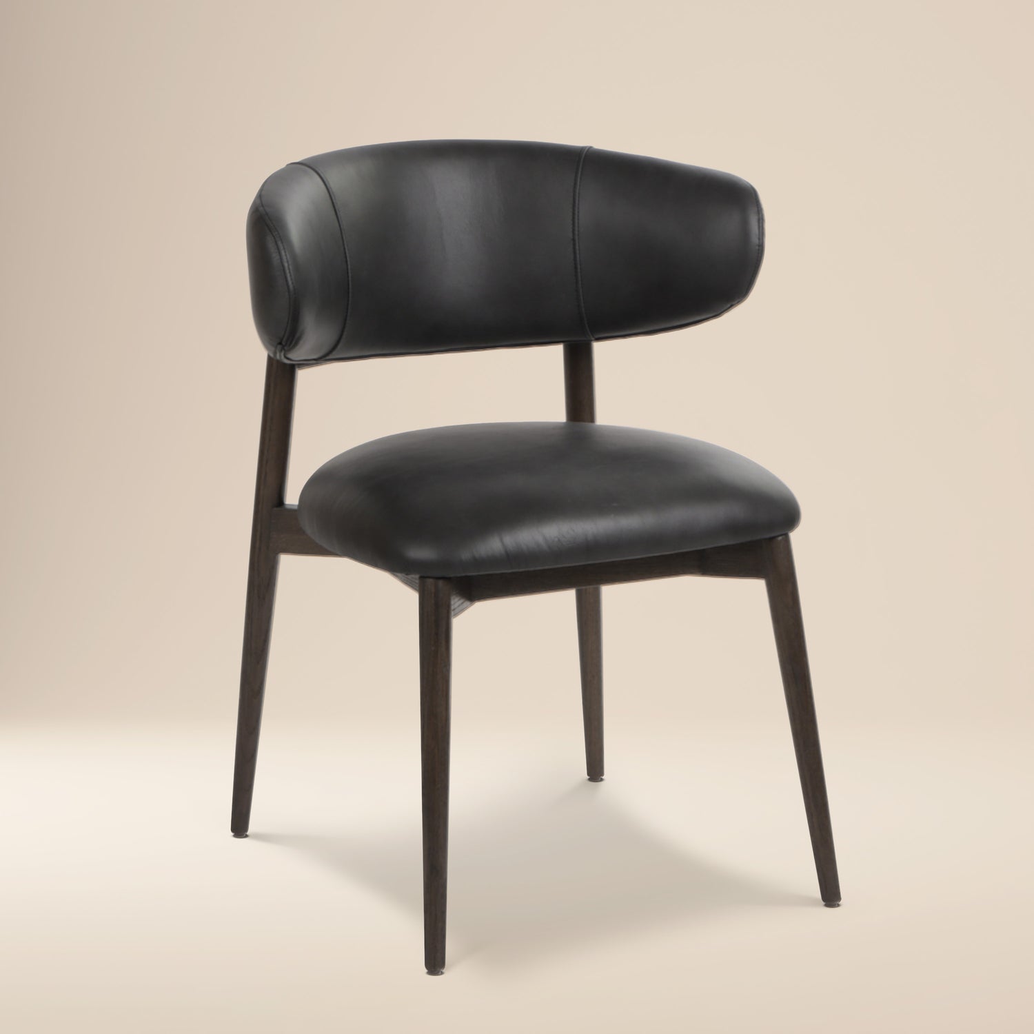 Talon Leather Dining Chair | Light Black 