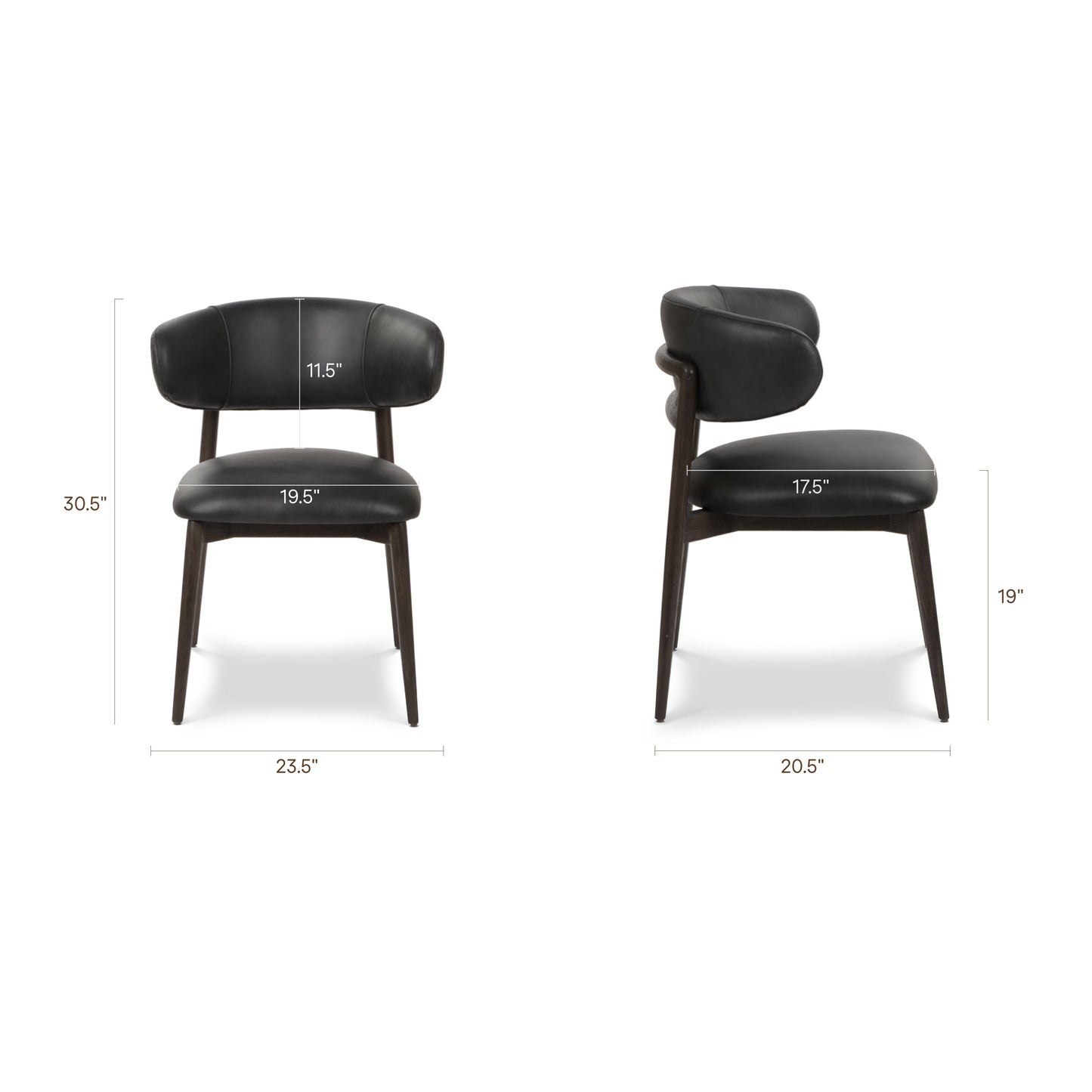 Talon Leather Dining Chair | Light Black