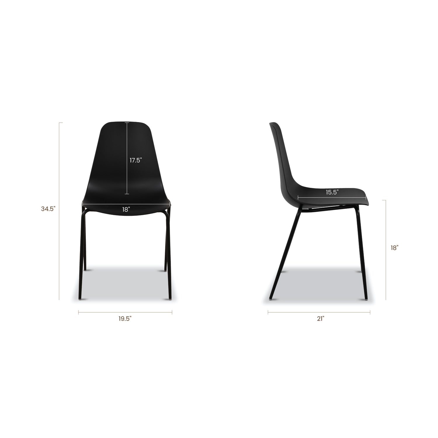 Isla Stackable Dining Chair | Ebony Black | Set of 4 