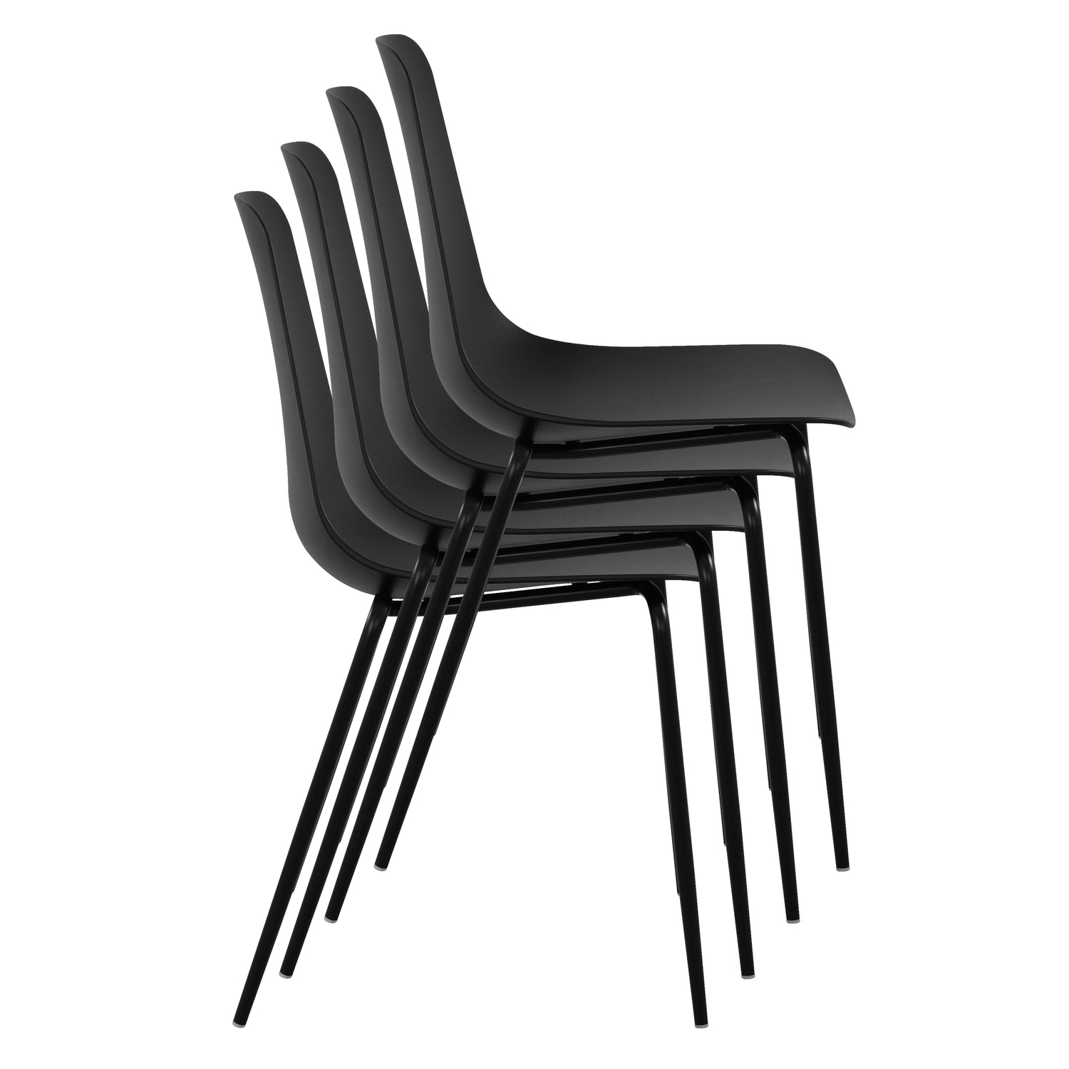 Isla Stackable Dining Chair | Ebony Black | Set of 4 