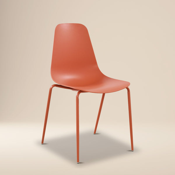 Isla Stackable Dining Chair | Coral Red | Set of 4