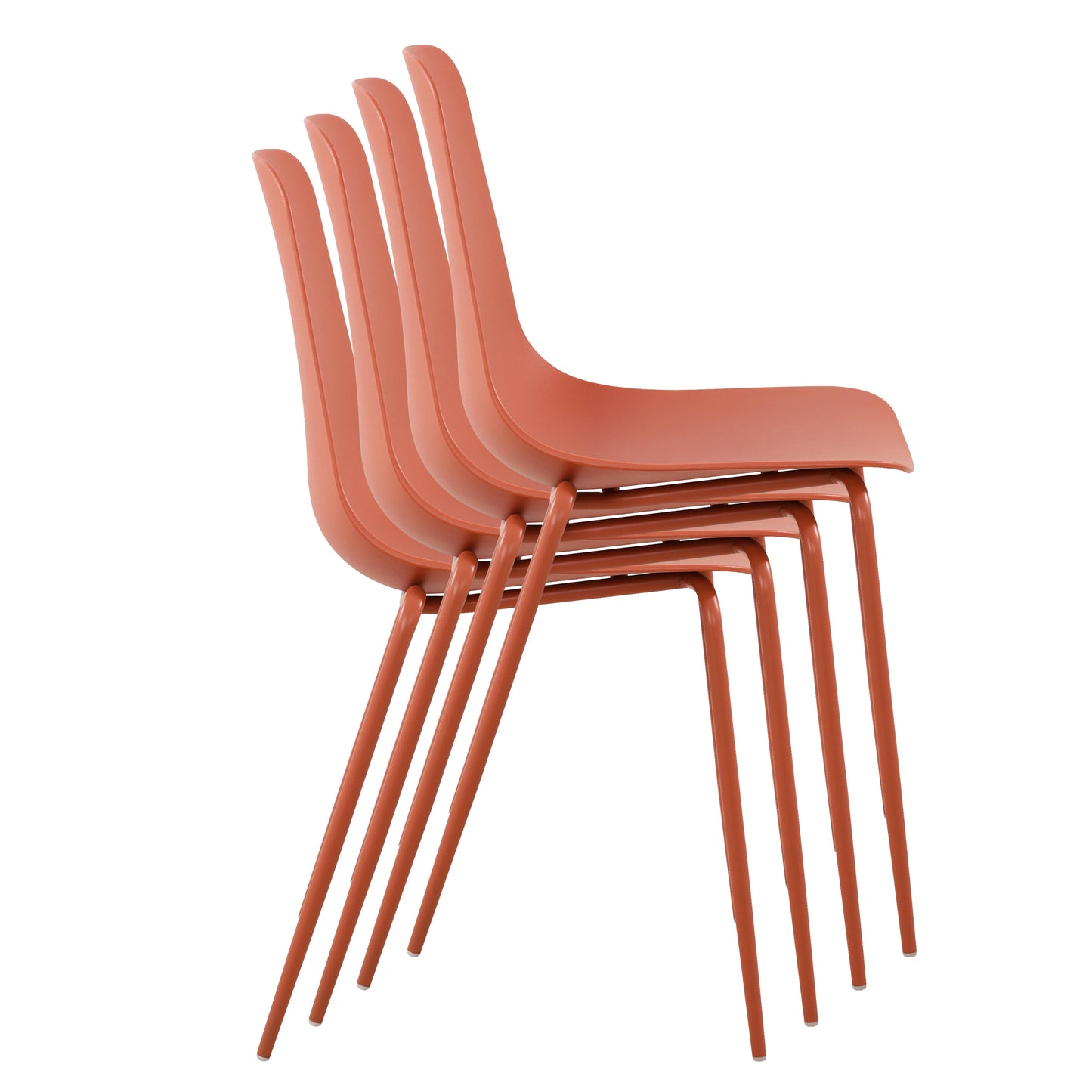 Isla Stackable Dining Chair | Coral Red | Set of 4