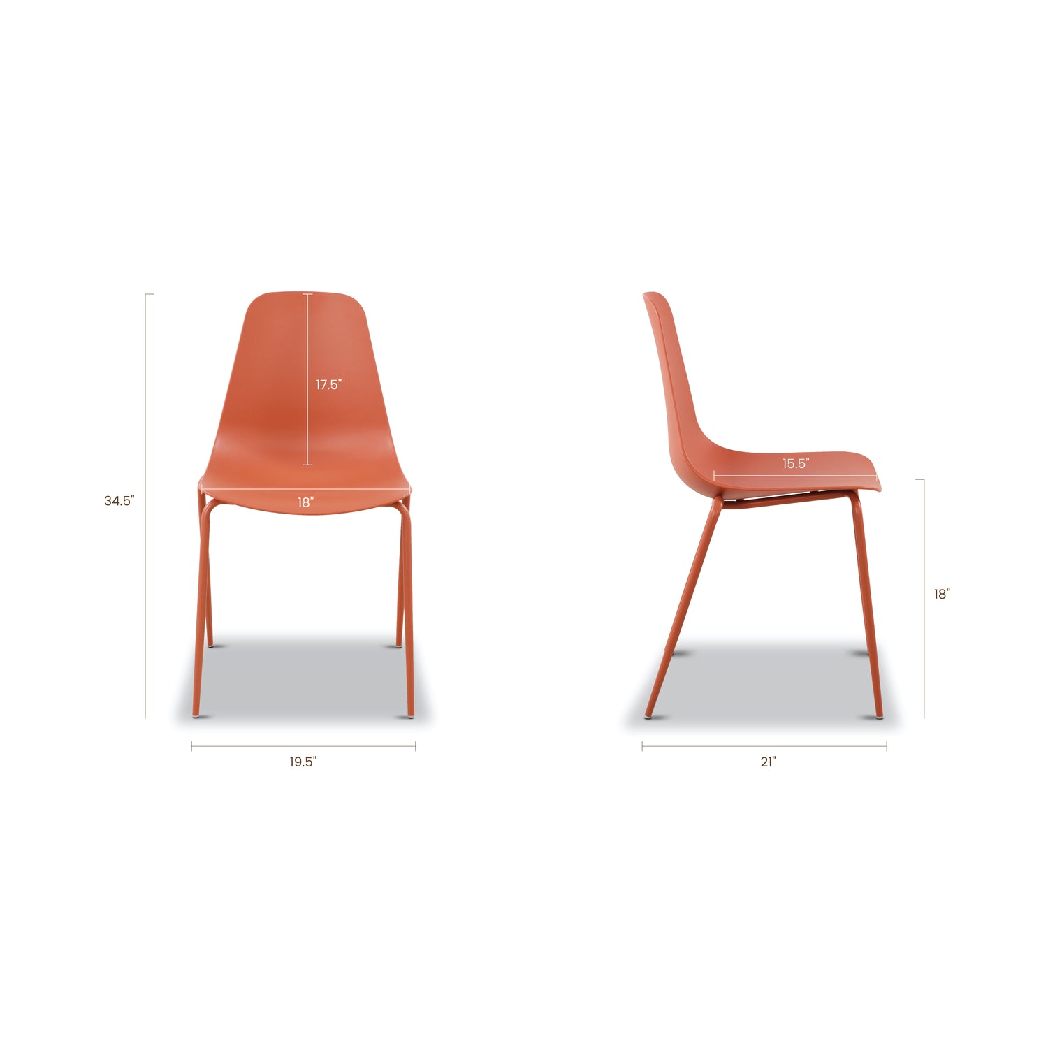 Isla Stackable Dining Chair | Coral Red | Set of 4 