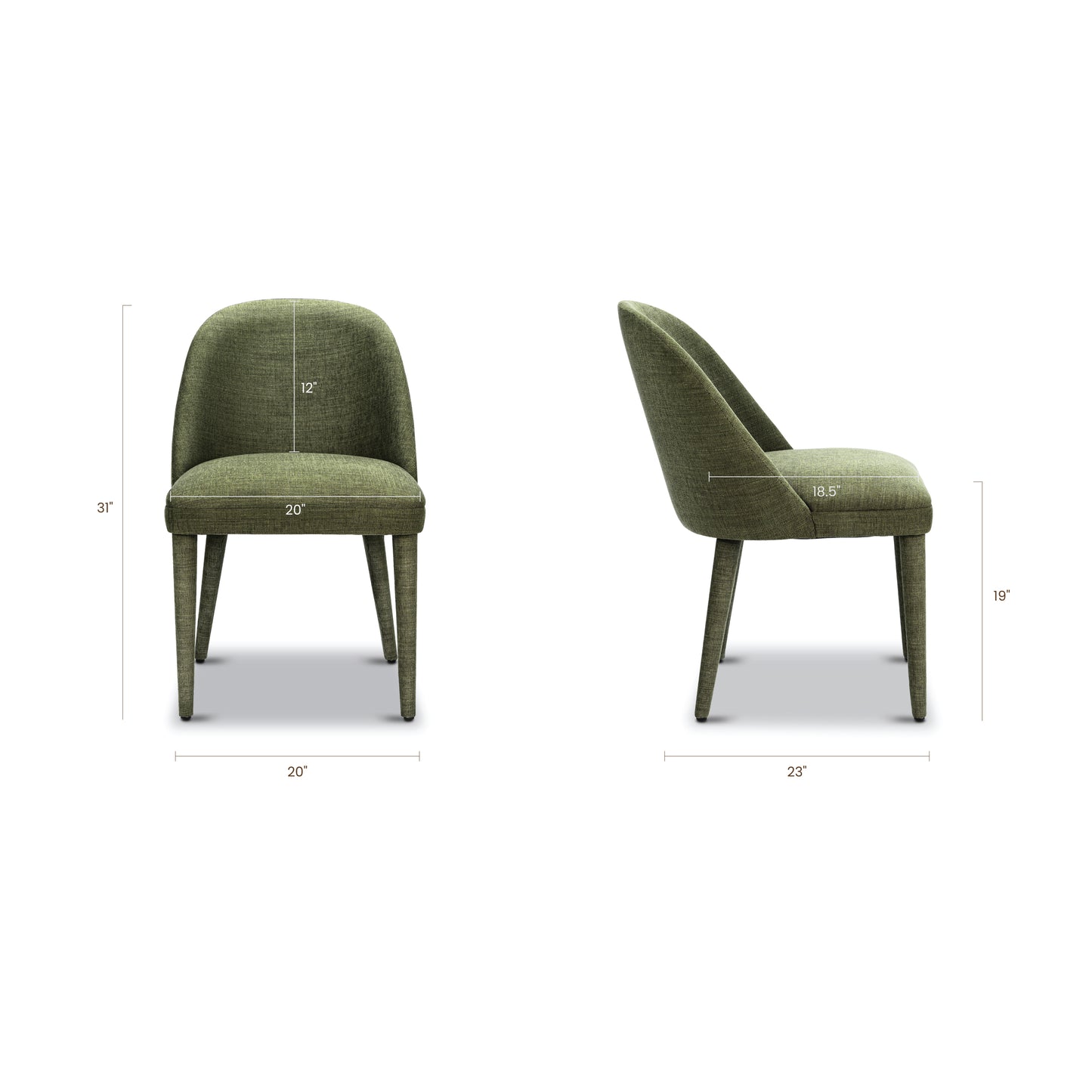 Labin Dining Chair | Moss Green | Set of 2