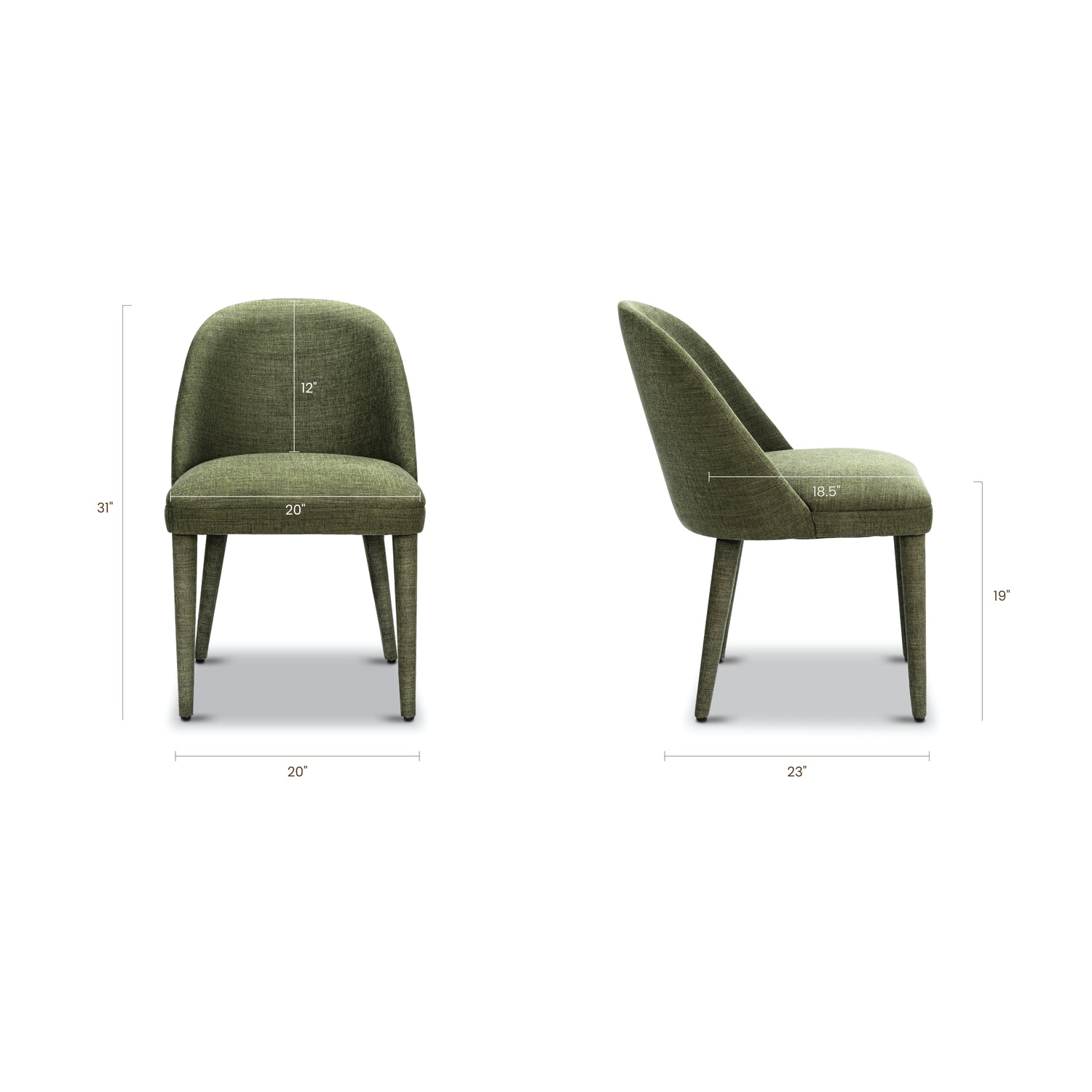 Labin Dining Chair | Moss Green | Set of 2 