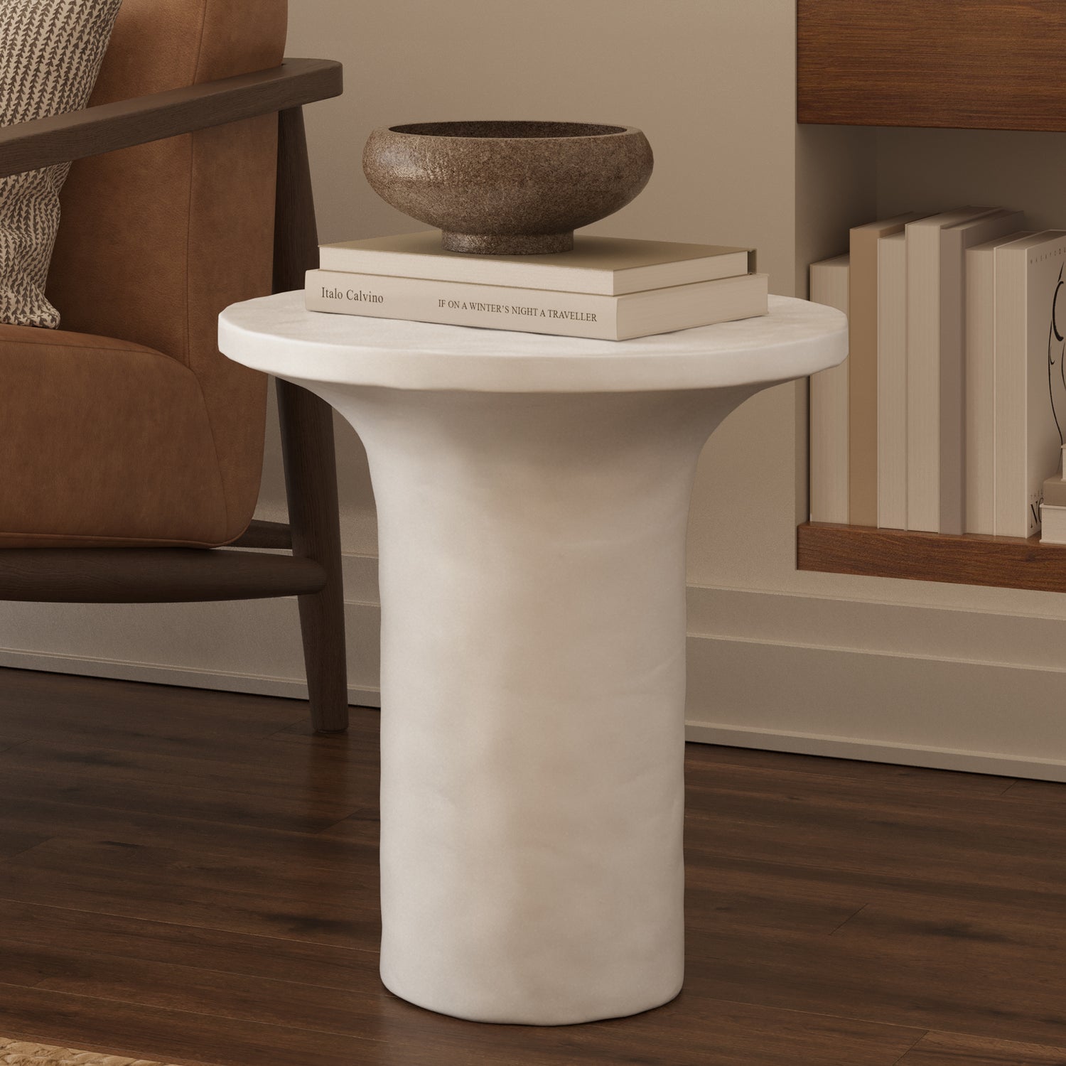 Selenit Side Table | Ivory Concrete lifestyle_image