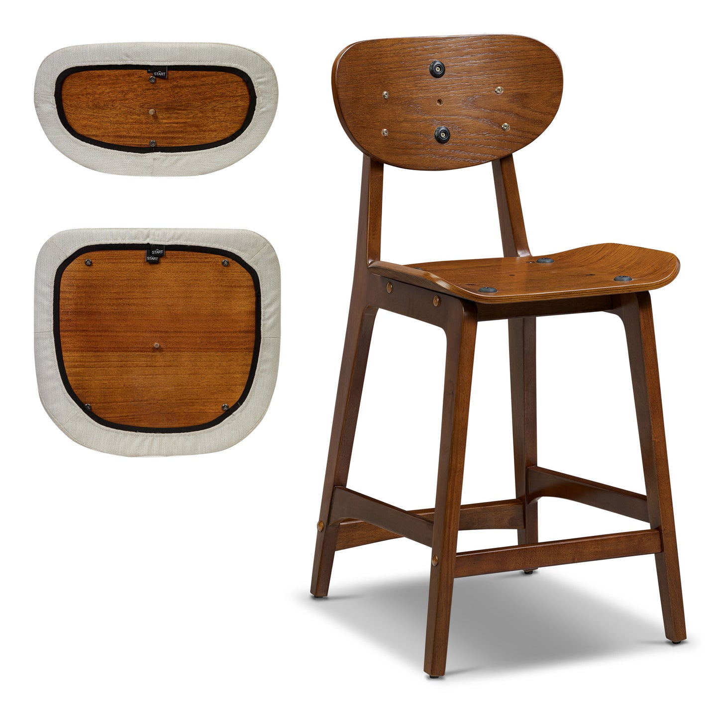 Finnley Counter Stool with Removable  / Washable Covers | Pearlstone Ivory