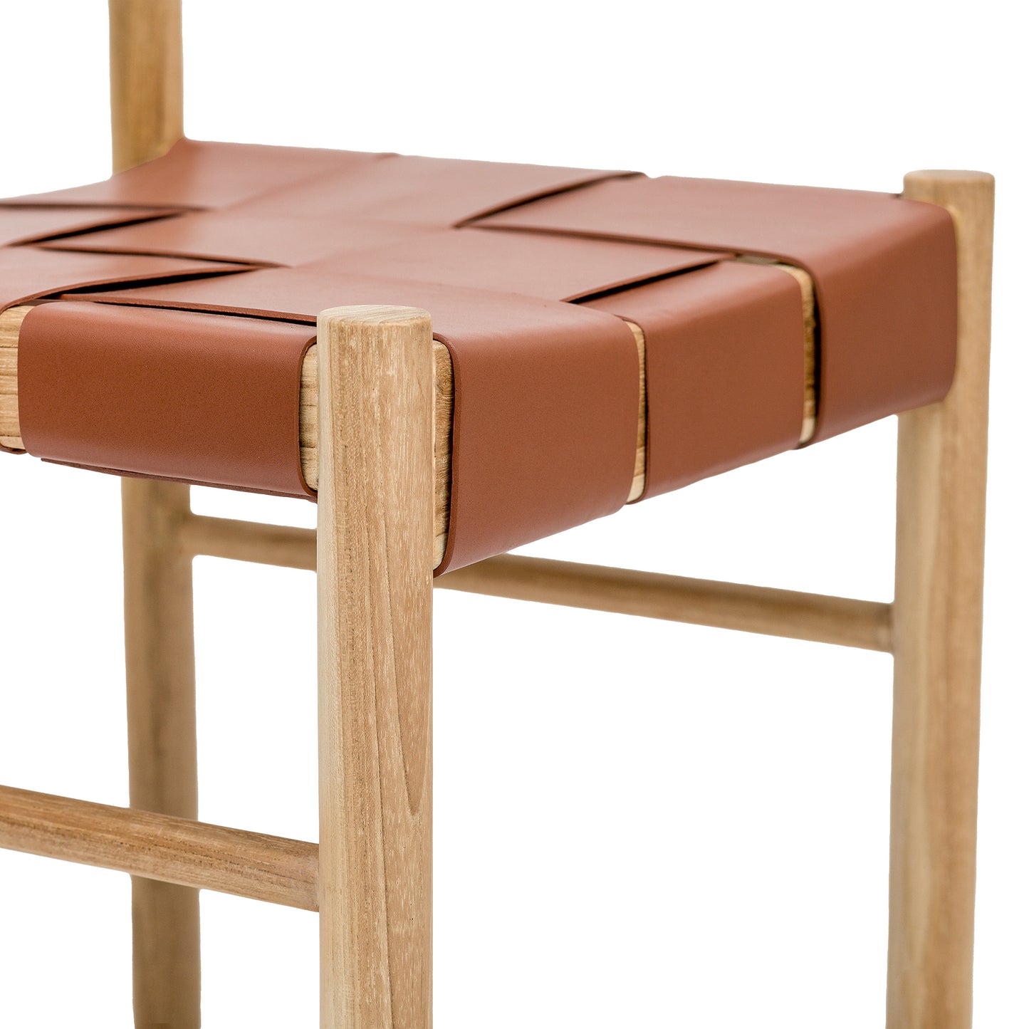 Zadar Teak & Leather Dining Chair | Fauve Tan