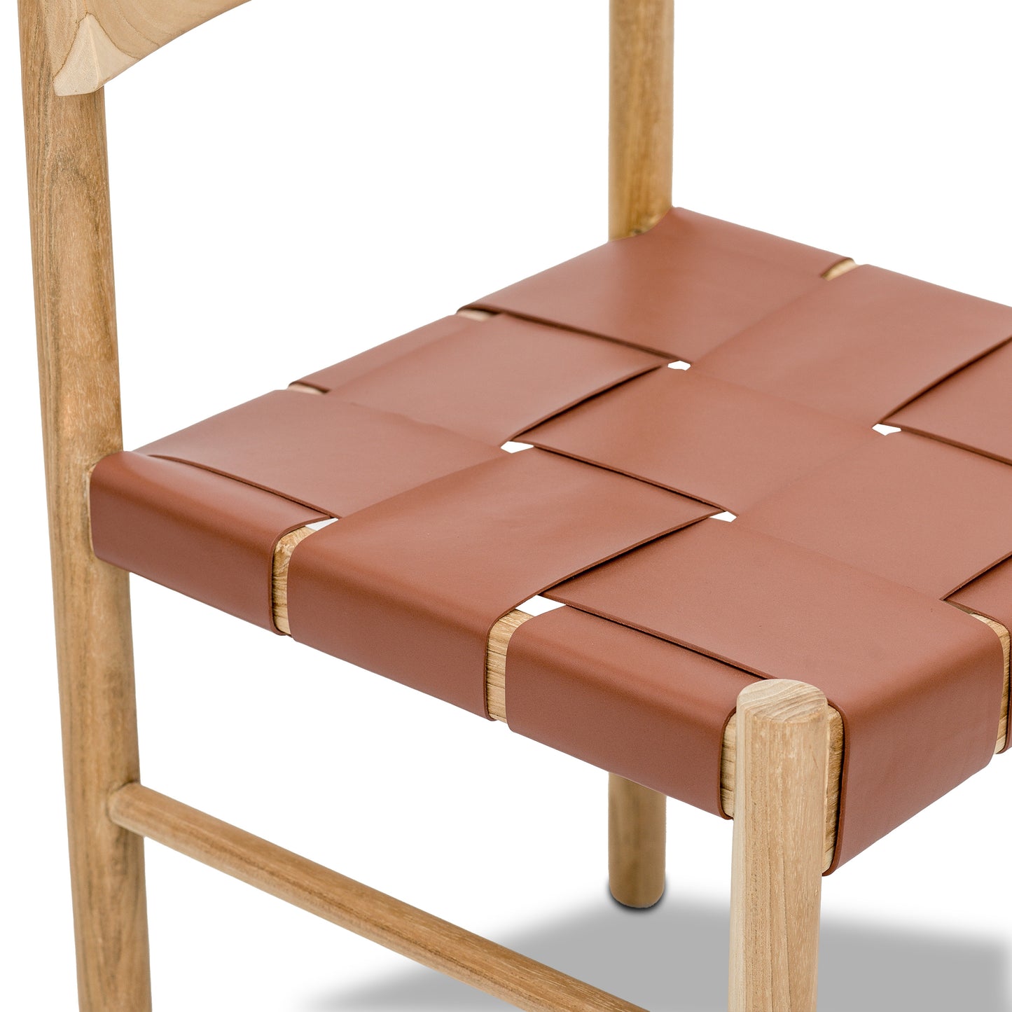 Zadar Teak & Leather Dining Chair | Fauve Tan