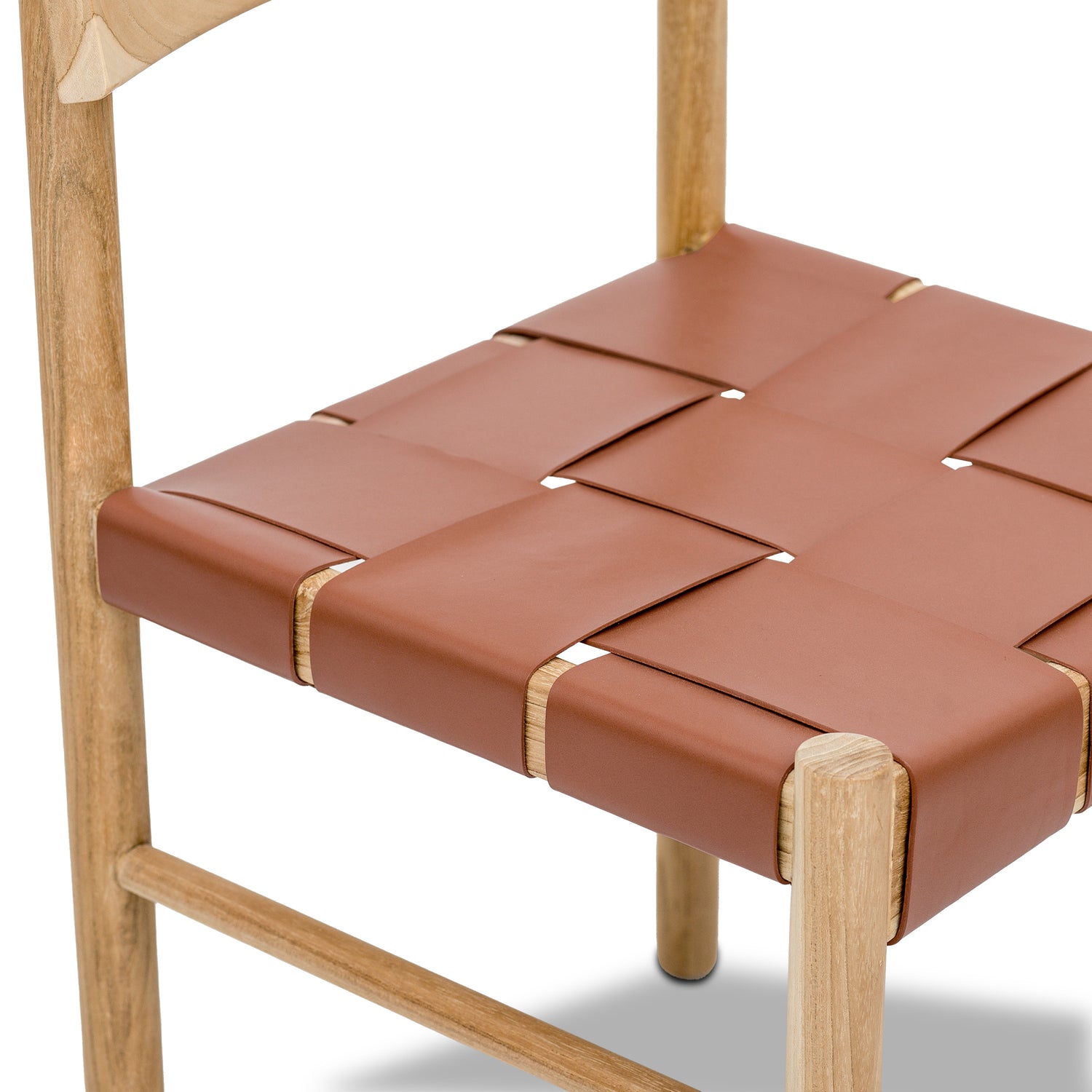 Zadar Teak & Leather Dining Chair | Fauve Tan 
