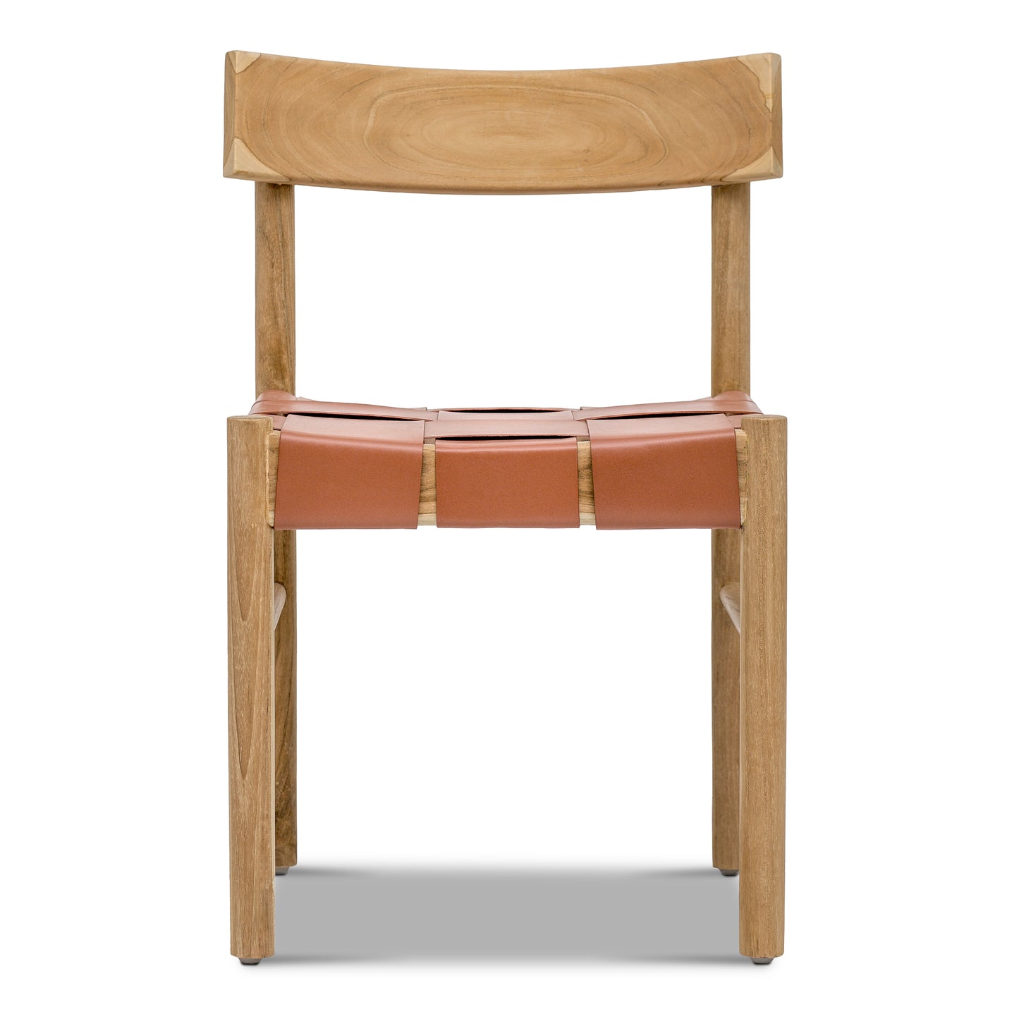 Zadar Teak & Leather Dining Chair | Fauve Tan