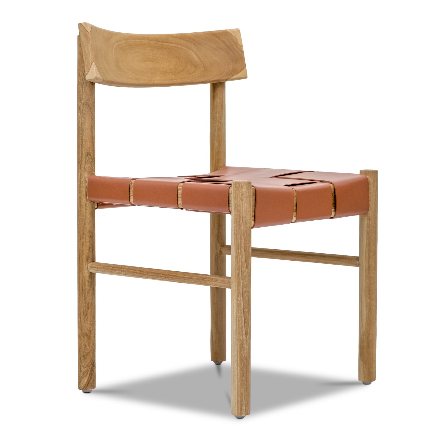Zadar Teak & Leather Dining Chair | Fauve Tan