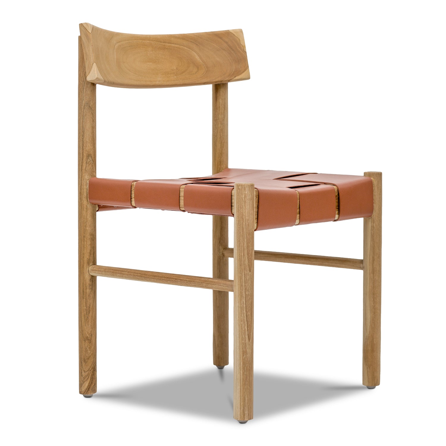 Zadar Teak & Leather Dining Chair | Fauve Tan 