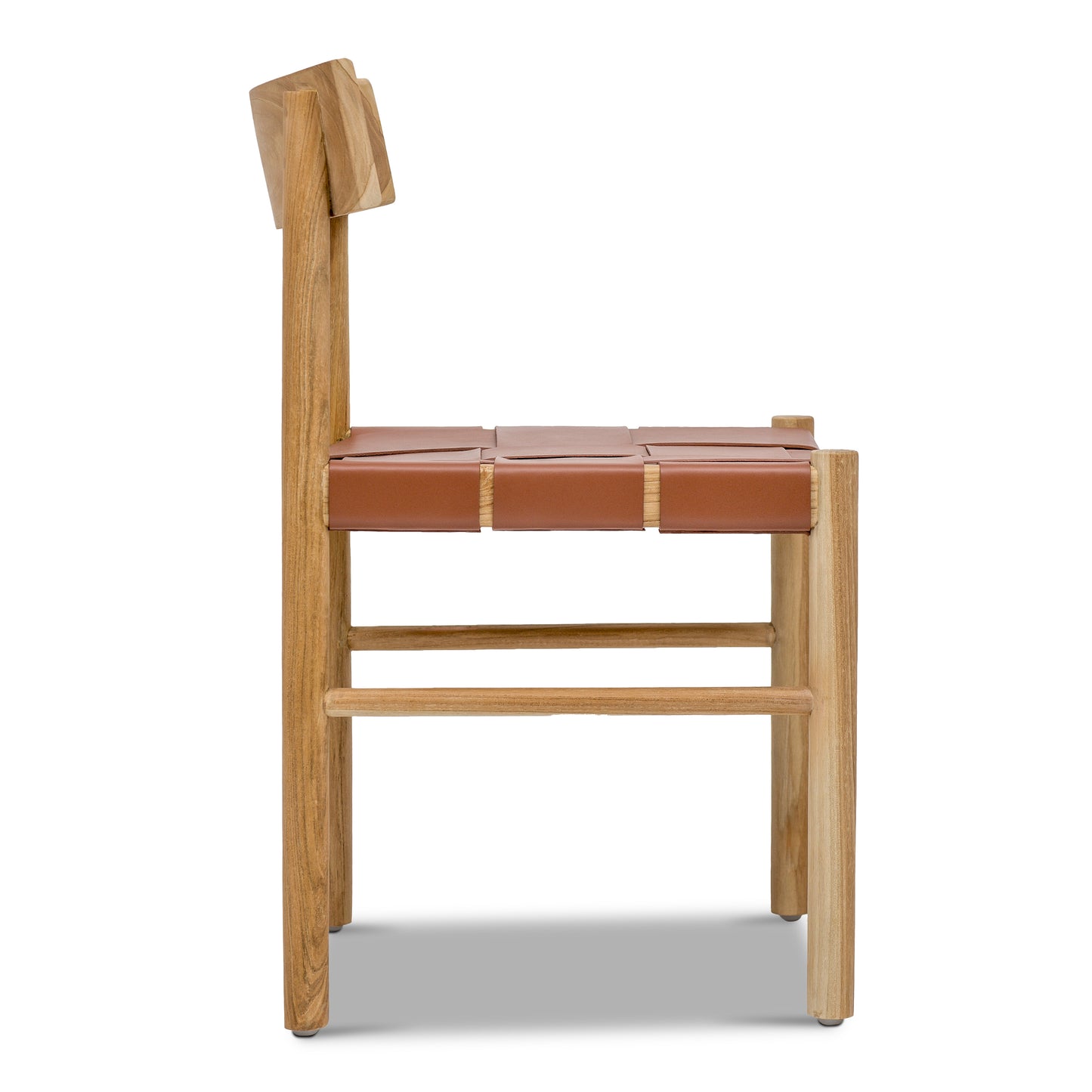 Zadar Teak & Leather Dining Chair | Fauve Tan